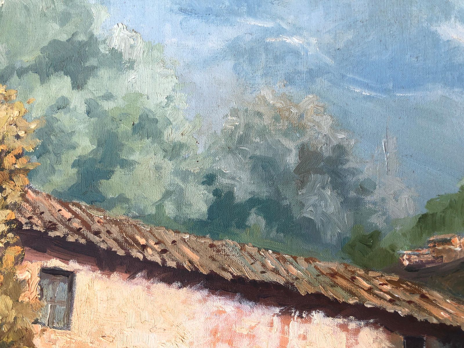Joan Cordomi Spanish Landscape Oil On Canvas Painting 1980 photo vinterior