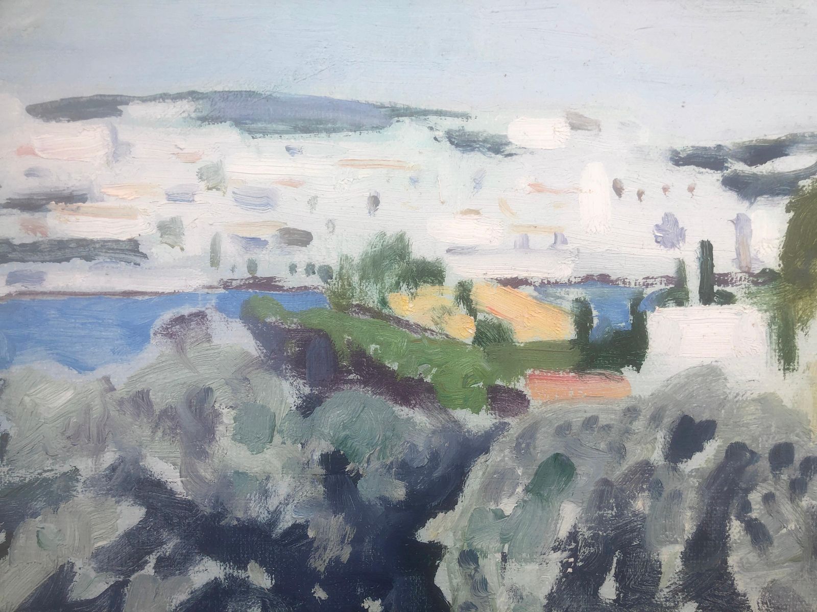 Rafael Duran Benet Cadaques Spanish Landscape Oil On Canvas Painting Spain Mediterranean C.1990 photo Art