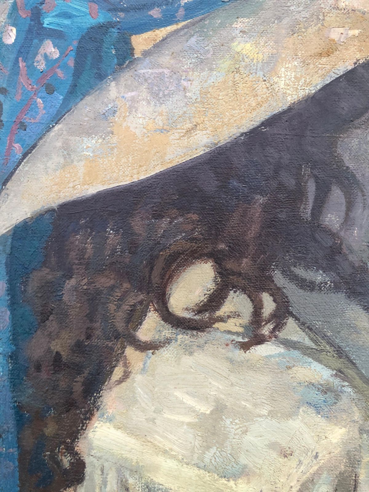 Alexandre Siches Woman With Hat In Profile Oil On Canvas Painting Portrait C.1980 photo 1200.0