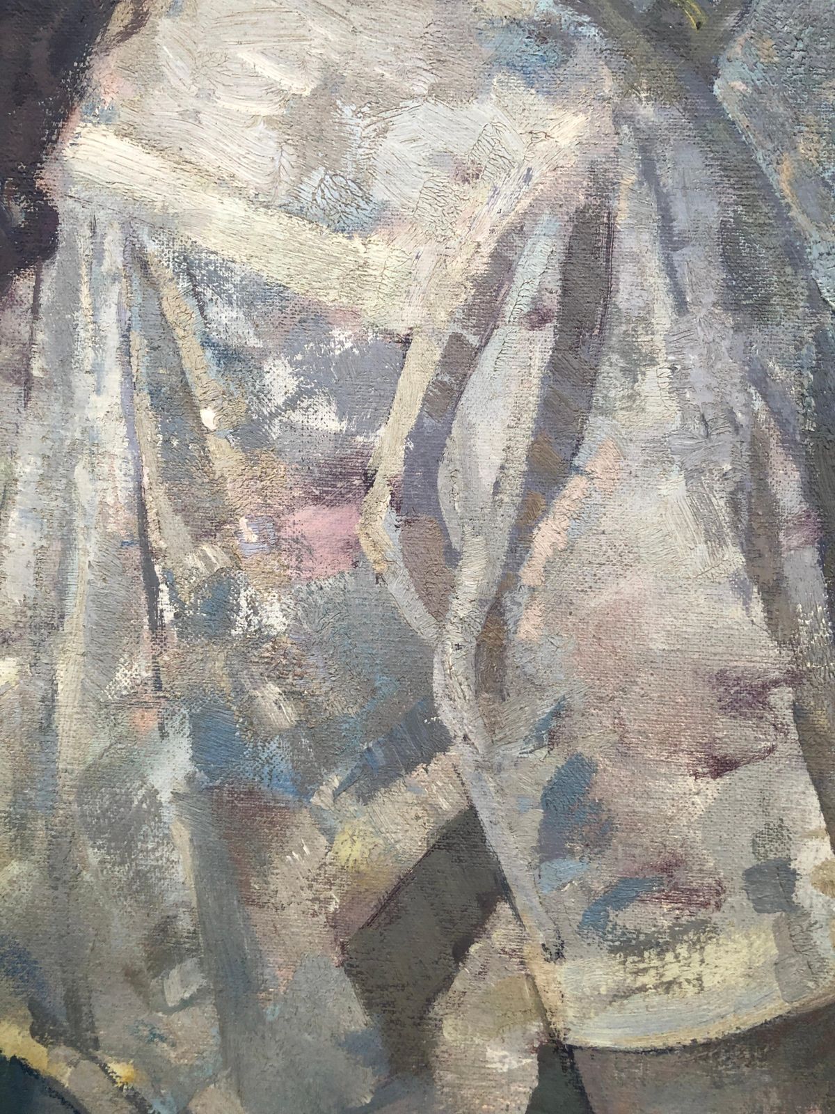 Alexandre Siches Woman With Hat In Profile Oil On Canvas Painting Portrait C.1980 photo vinterior