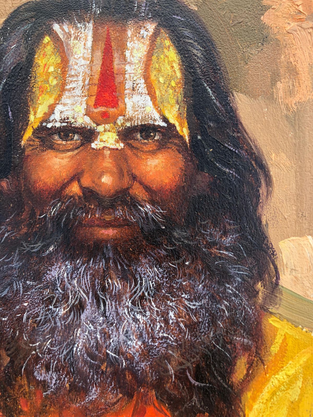 Fernando Fernandez Sadhu Wise Indian Oil On Board Painting India C.2000 photo buy