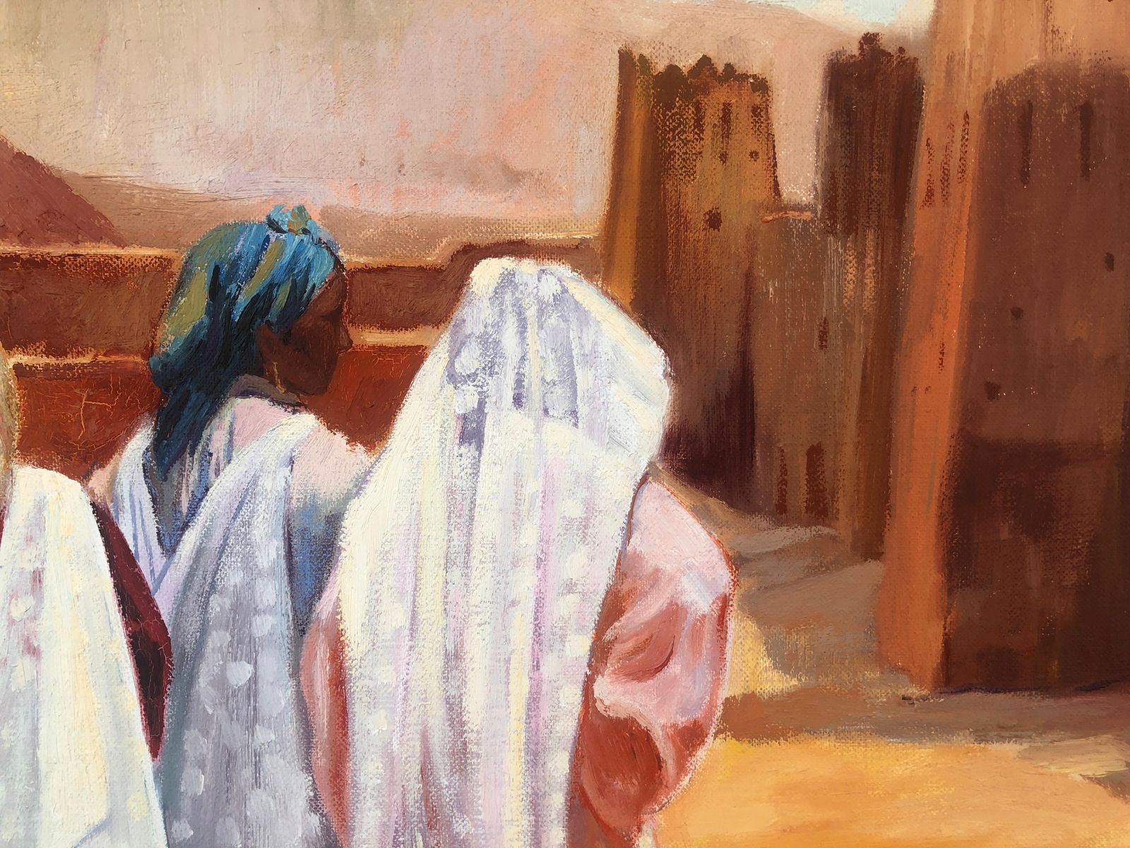 Rosa Lopez Path To The Kasbah Morocco Oil On Canvas Painting Orientalist Art C.2008 photo Art