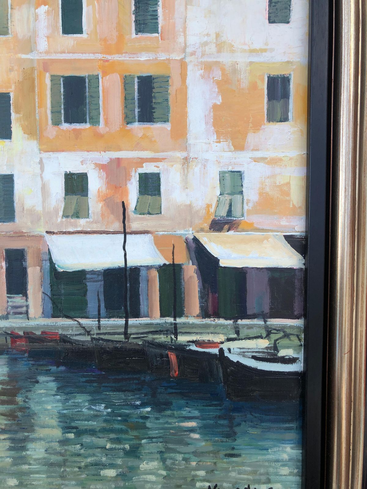 Josep Maria Vayreda Canadell Honfleur France Oil On Canvas Painting French Seascape Urbanscape C.1990 photo Art