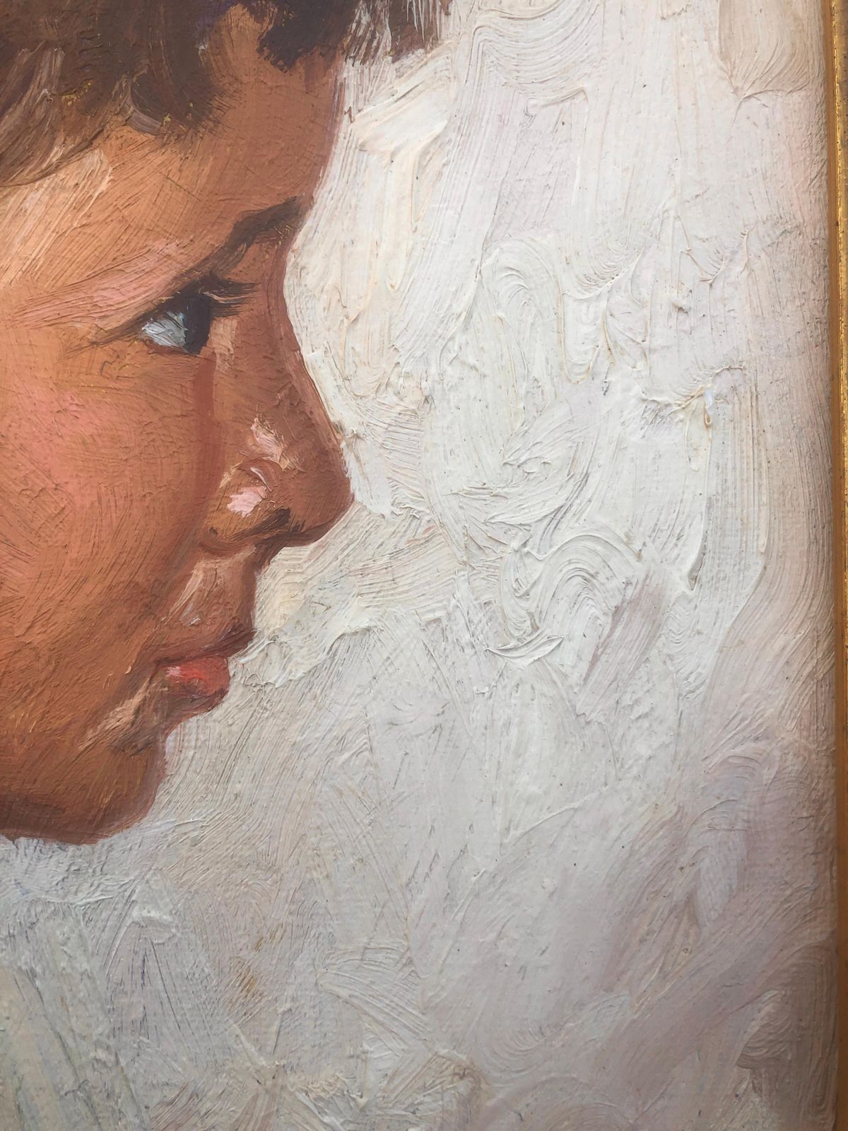Jose Miret Aleu Girl In Profile Oil On Canvas Painting 1943 photo Art