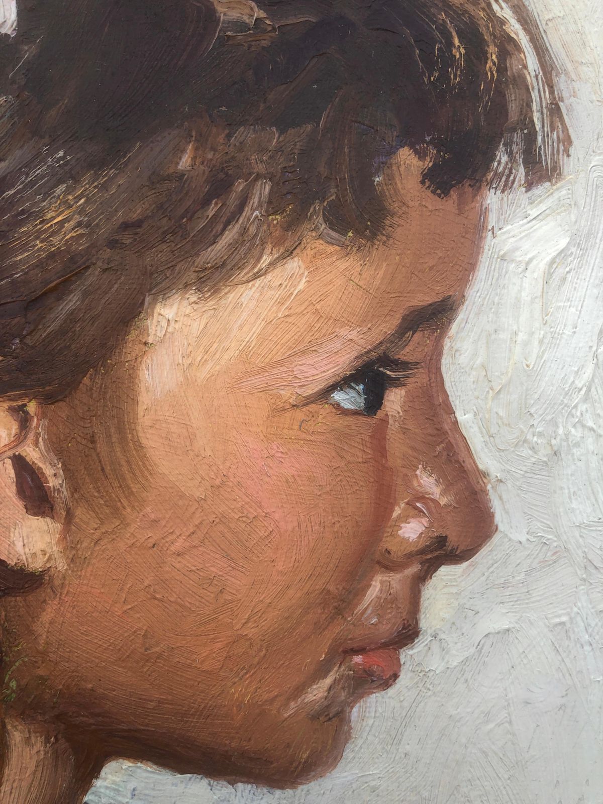 Jose Miret Aleu Girl In Profile Oil On Canvas Painting 1943 photo 1100.0