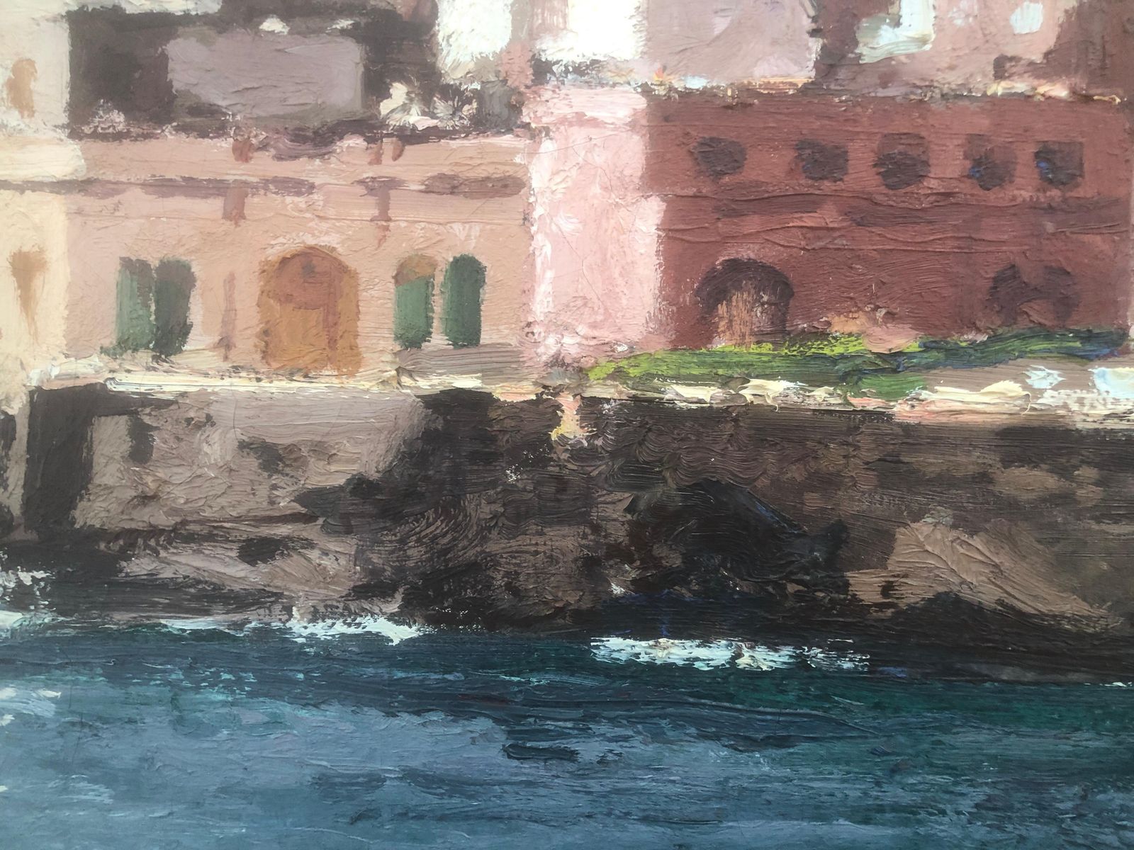 Jordi Pagans Montsalvatje – Zeegezicht Van Sitges, Spanje – Olieverf Op Doek – Mediterraan – 1972 photo vinterior