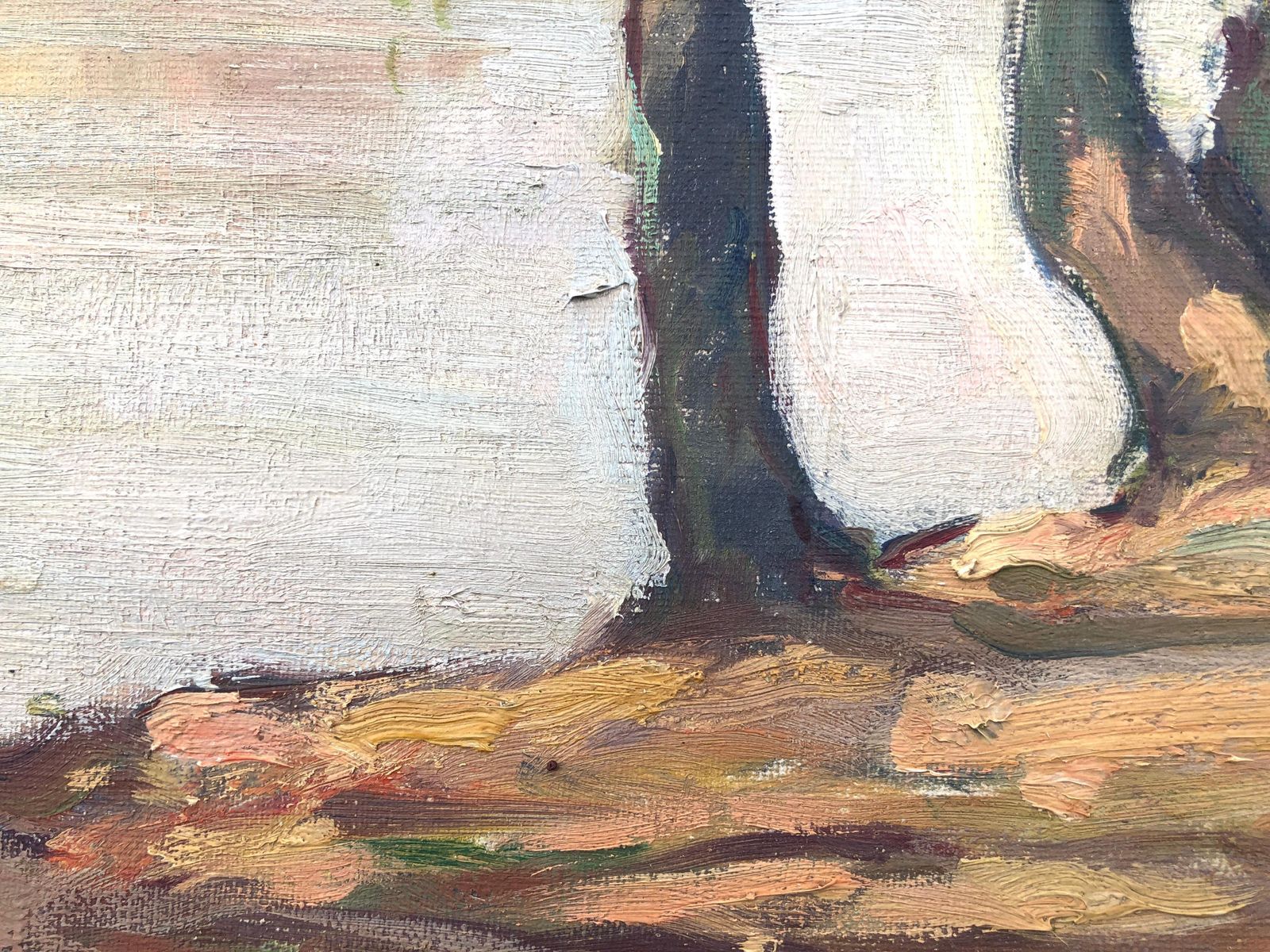 Bay Sala Zaragoza Spain Oil On Canvas Painting Impressionist Spanish Landscape C.1950 photo vinterior