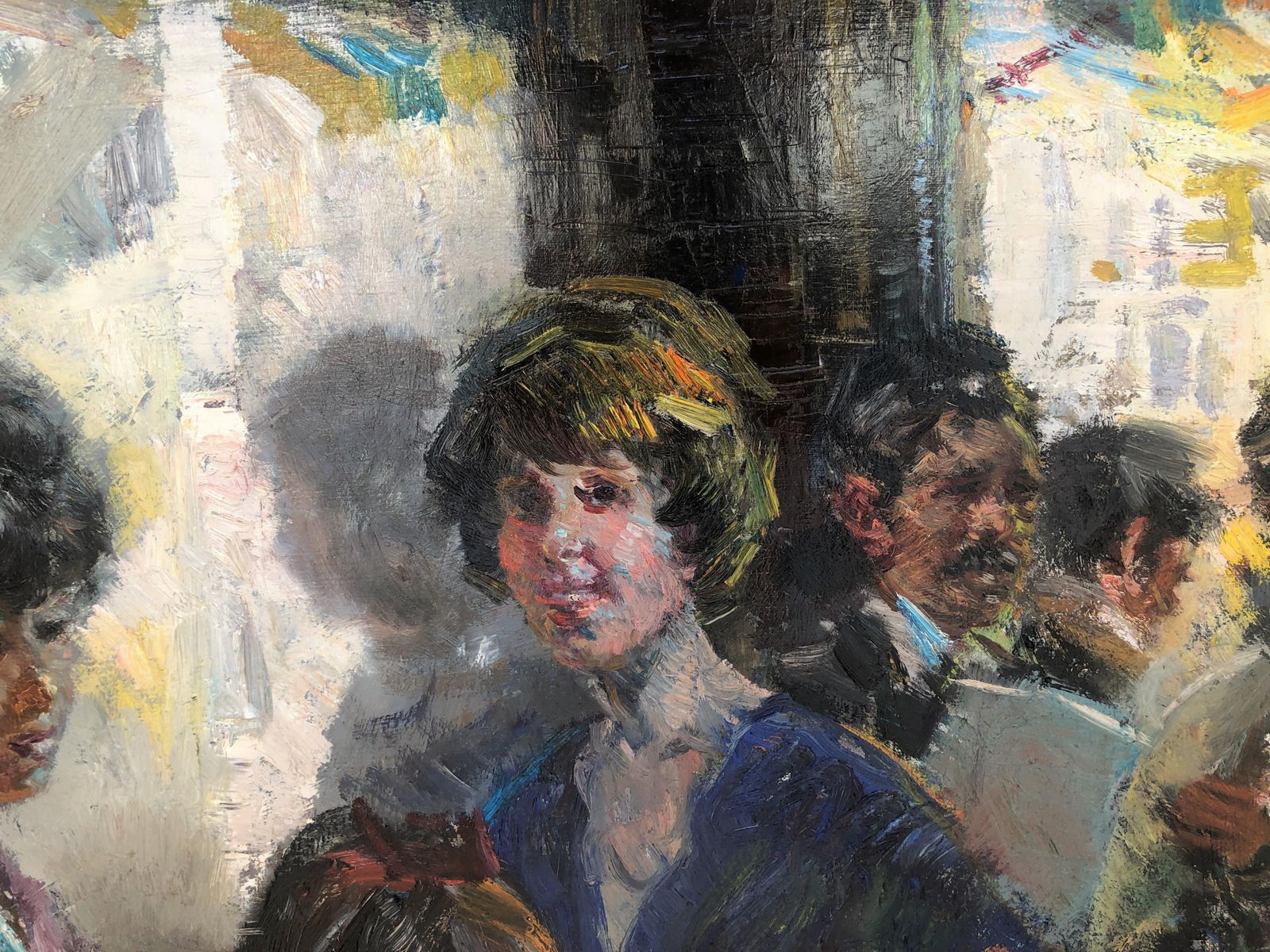 Ignacio Gil Sala Modernist Barcelona Café Scene Painting – Spanish Post Impressionist Figurative C.1980 photo Art