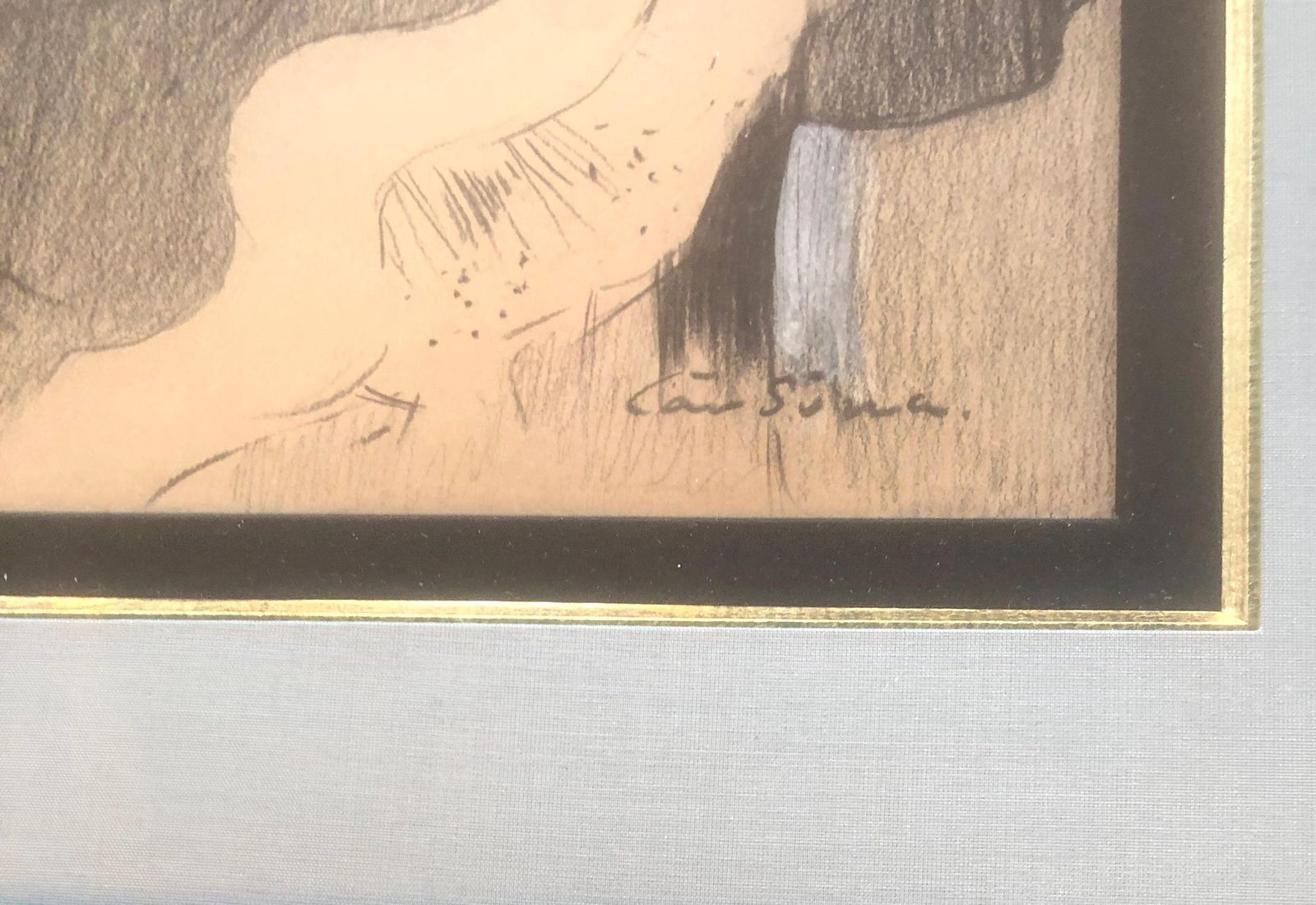 Joan Cardona Llados Paris Modernist Scene Mixed Media Drawimg C.1900 photo for sale