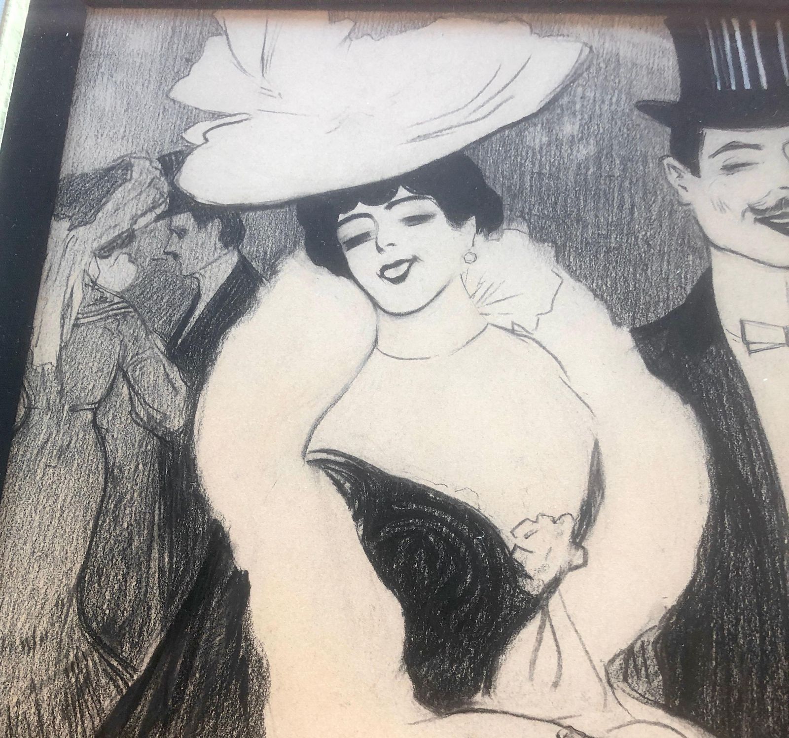 Joan Cardona Llados Paris Modernist Scene Mixed Media Drawimg C.1900 photo vinterior
