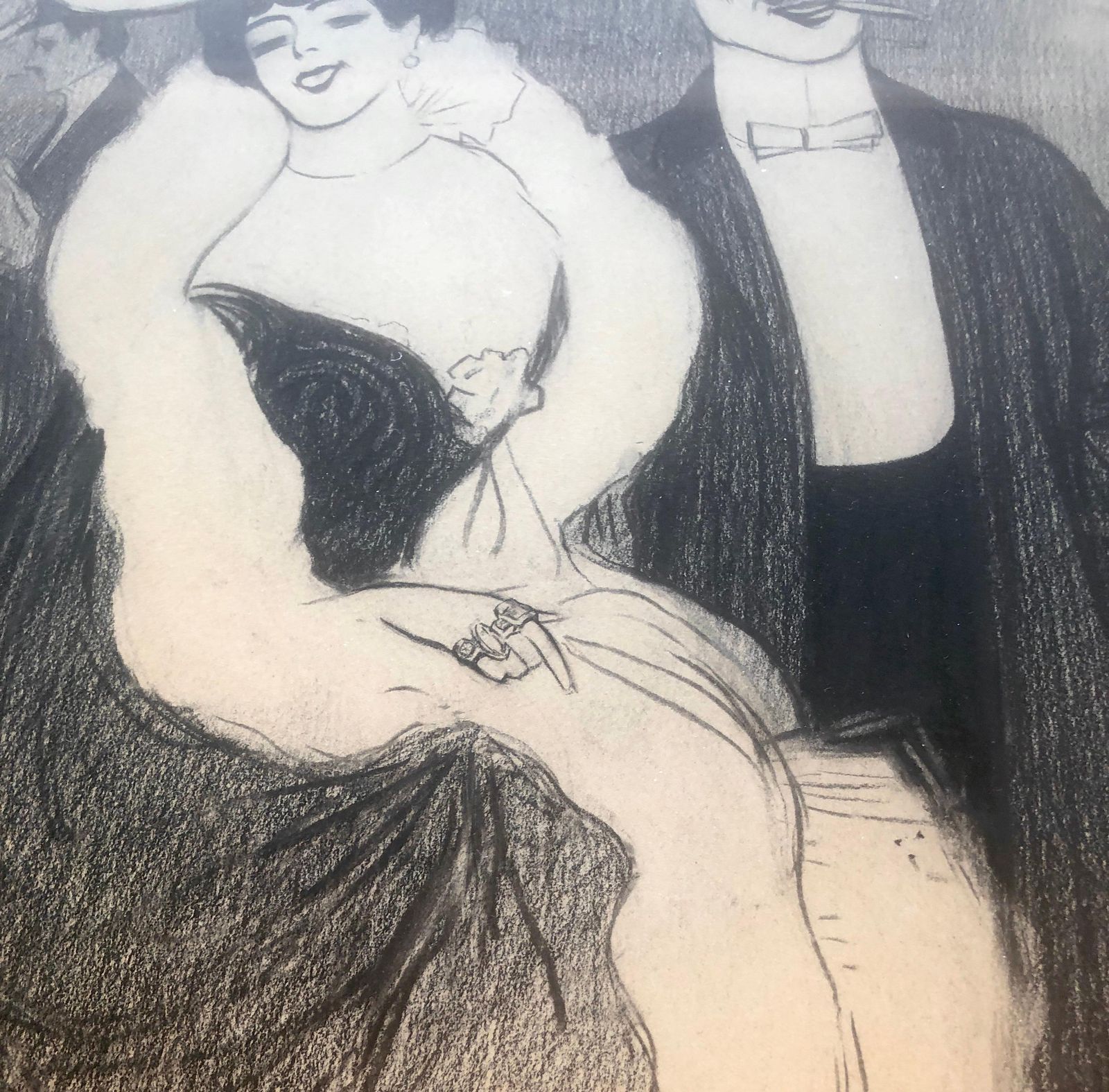 Joan Cardona Llados Paris Modernist Scene Mixed Media Drawimg C.1900 photo buy