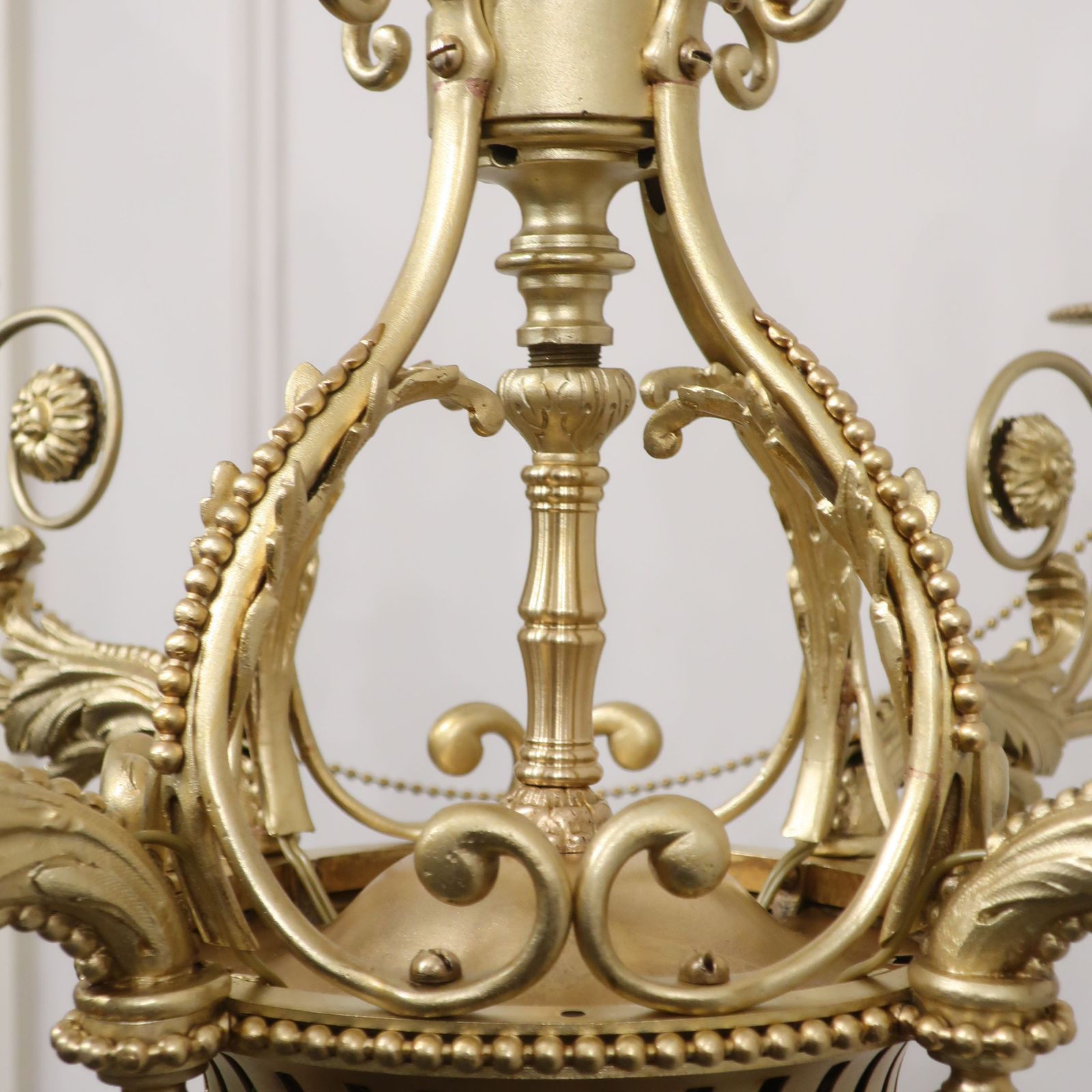photo for sale French Early 20th Century Four Arm Brass Chandelier