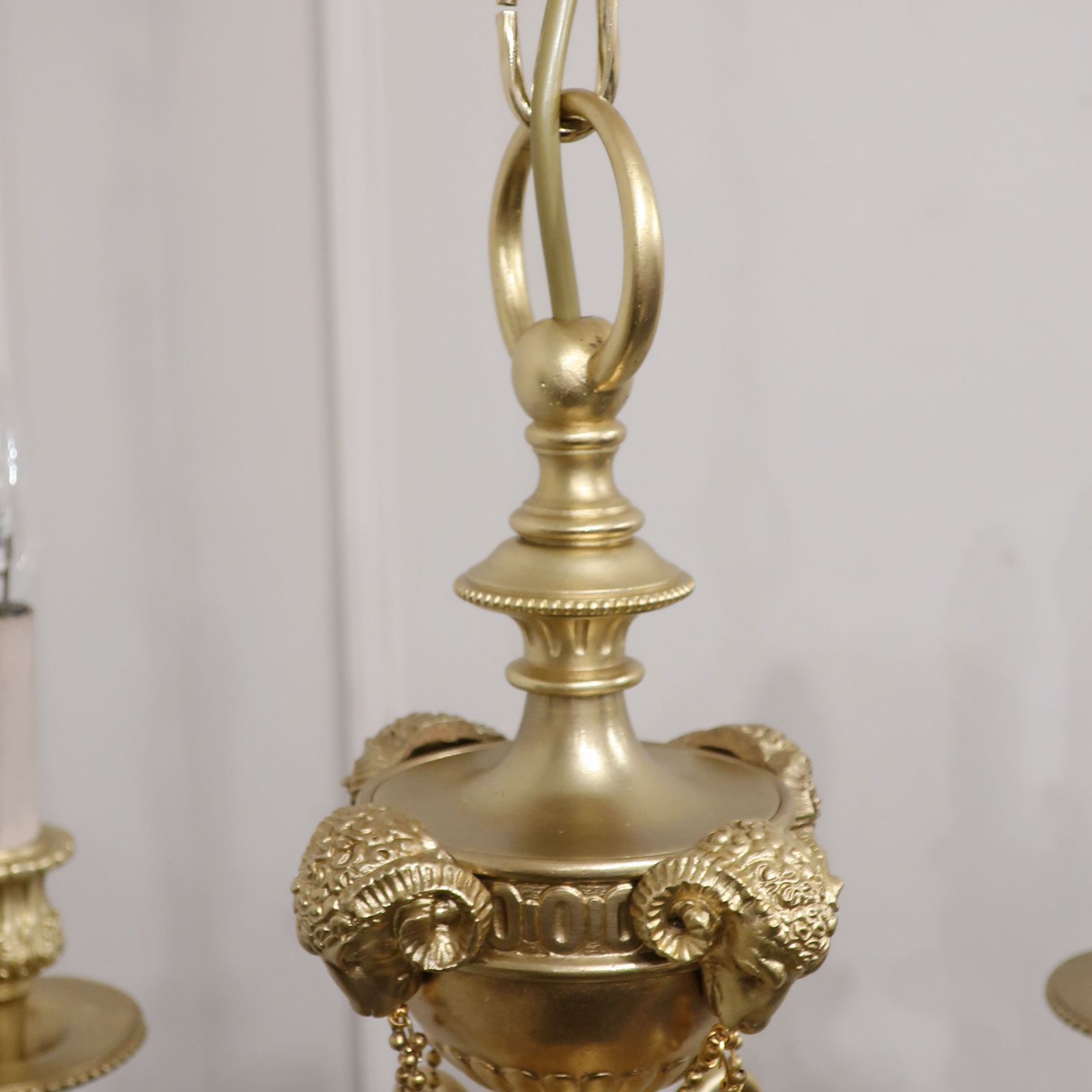 Lighting French Early 20th Century Four Arm Brass Chandelier photo