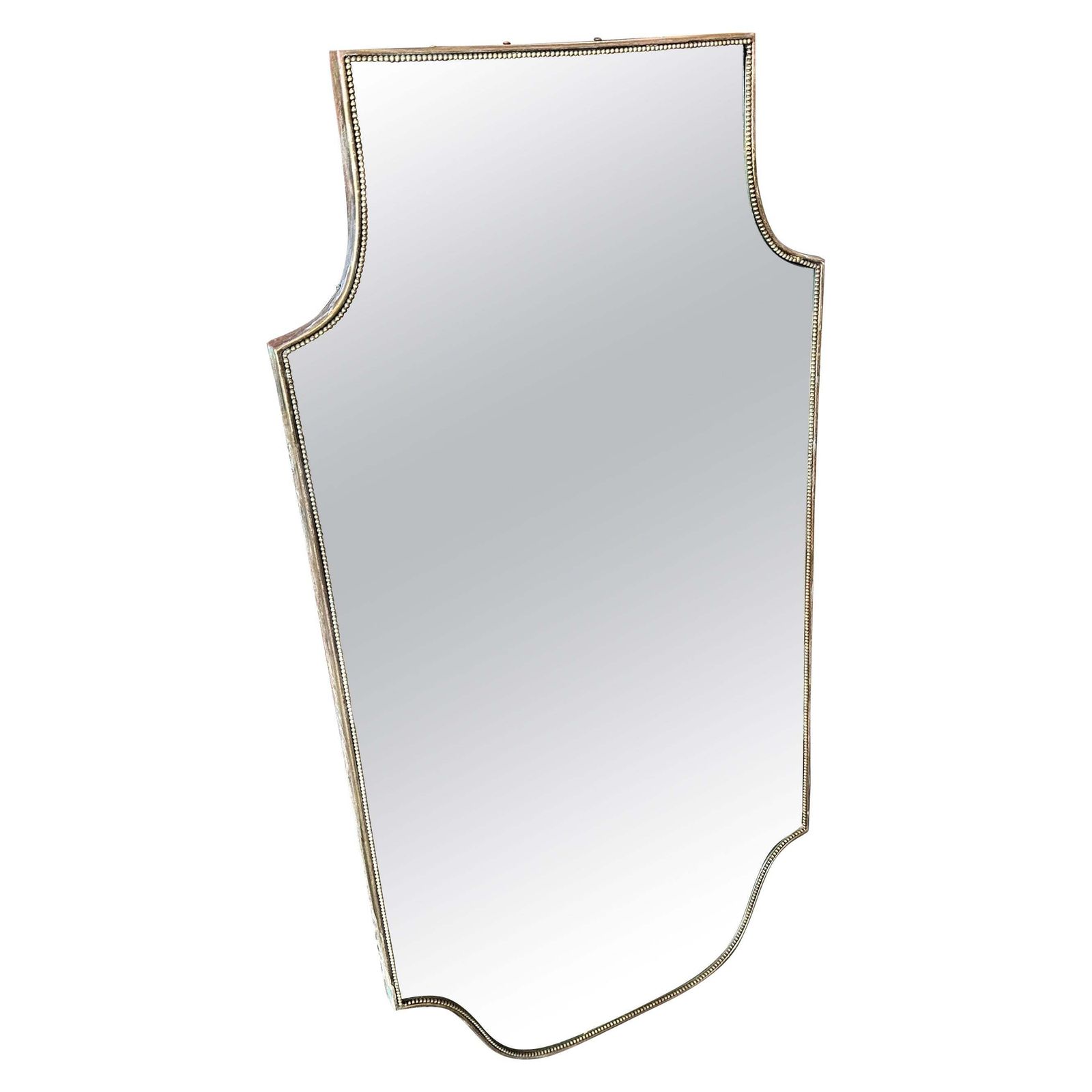 1960s Gio Ponti Style Mid Century Modern Brass Shield Italian Wall Mirrror
