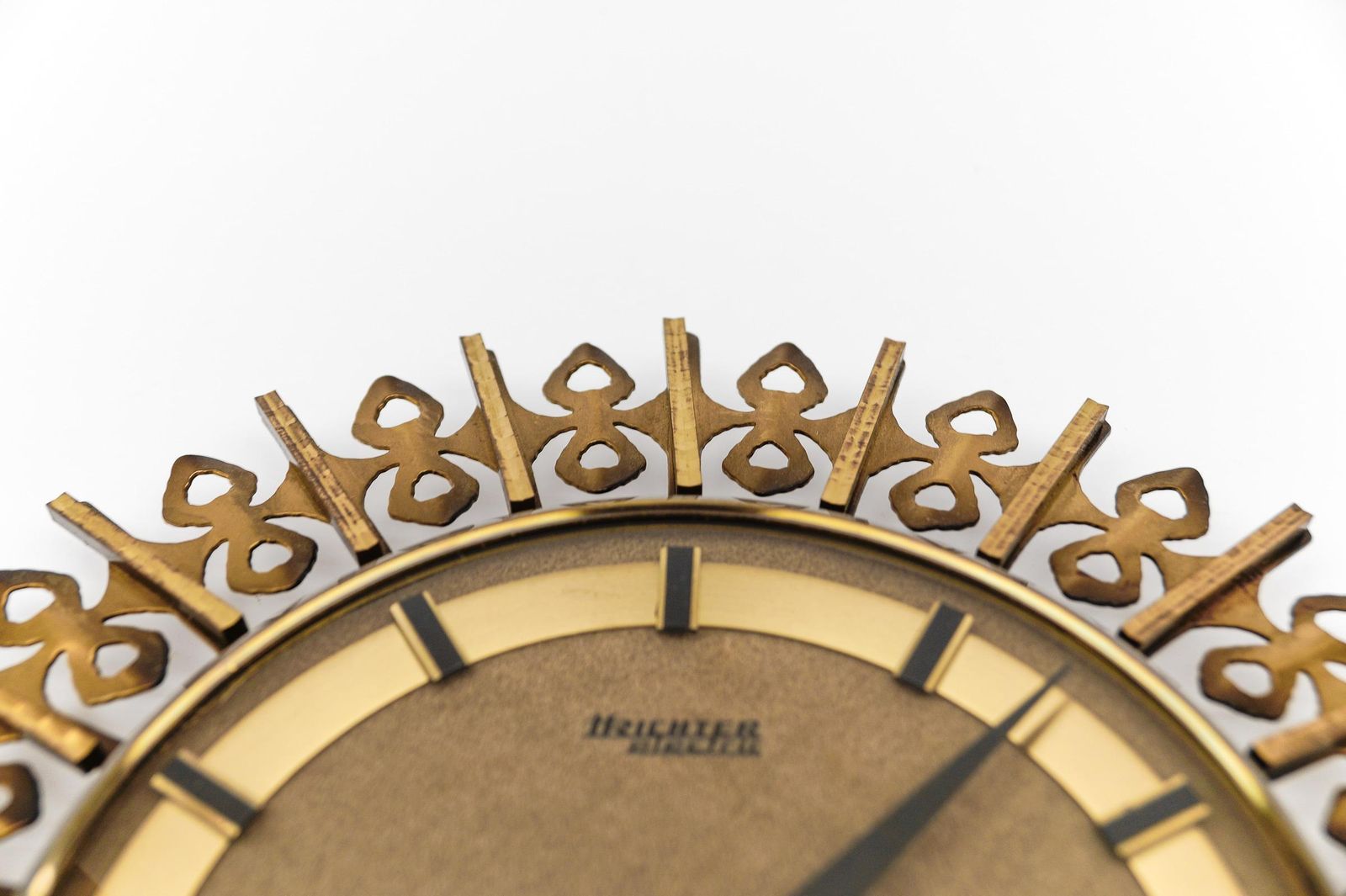 Mid Century Modern Sunburst Wall Clock By Trichter In Brass, 1960s Germany photo buy