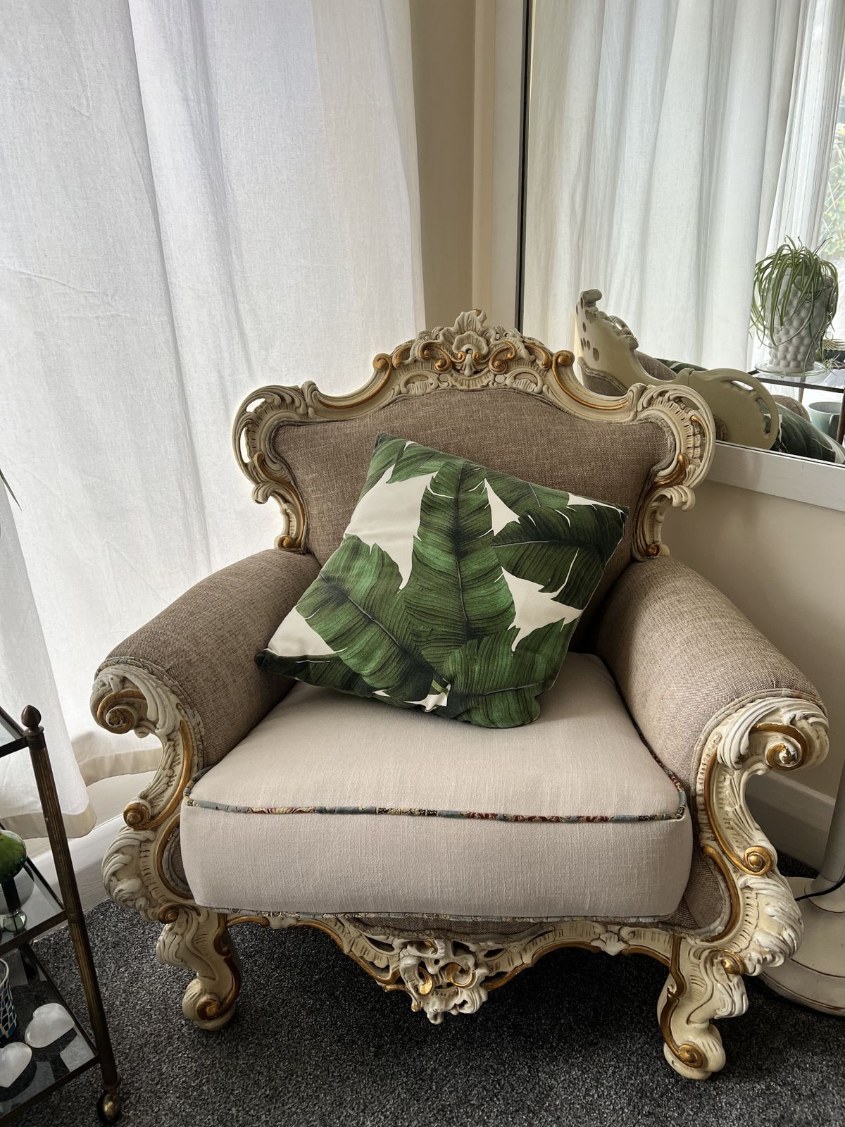 Four Beautiful Original Italian Armchairs From The 1980s. Luxurious Antique Italian Lounge Chairs In Rococo/Baroque Style. photo furniture