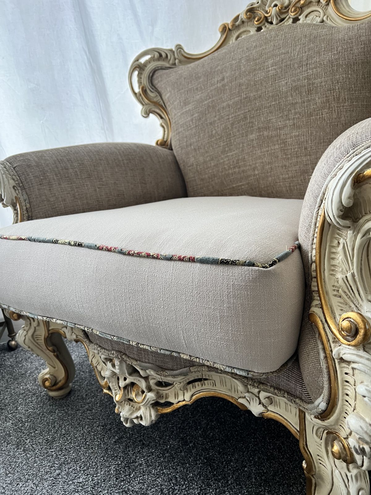 Four Beautiful Original Italian Armchairs From The 1980s. Luxurious Antique Italian Lounge Chairs In Rococo/Baroque Style. photo buy