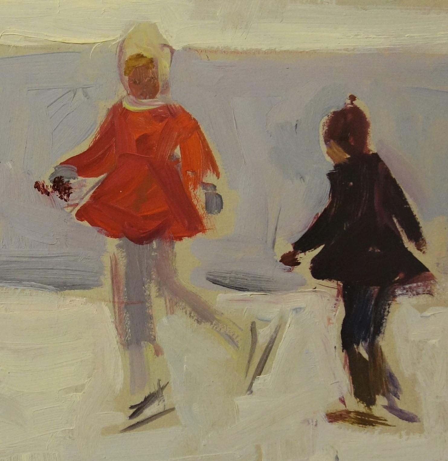 Klara Vlassova"Skaters " Oil Cm. 47 X 33  1950 1950 photo for sale