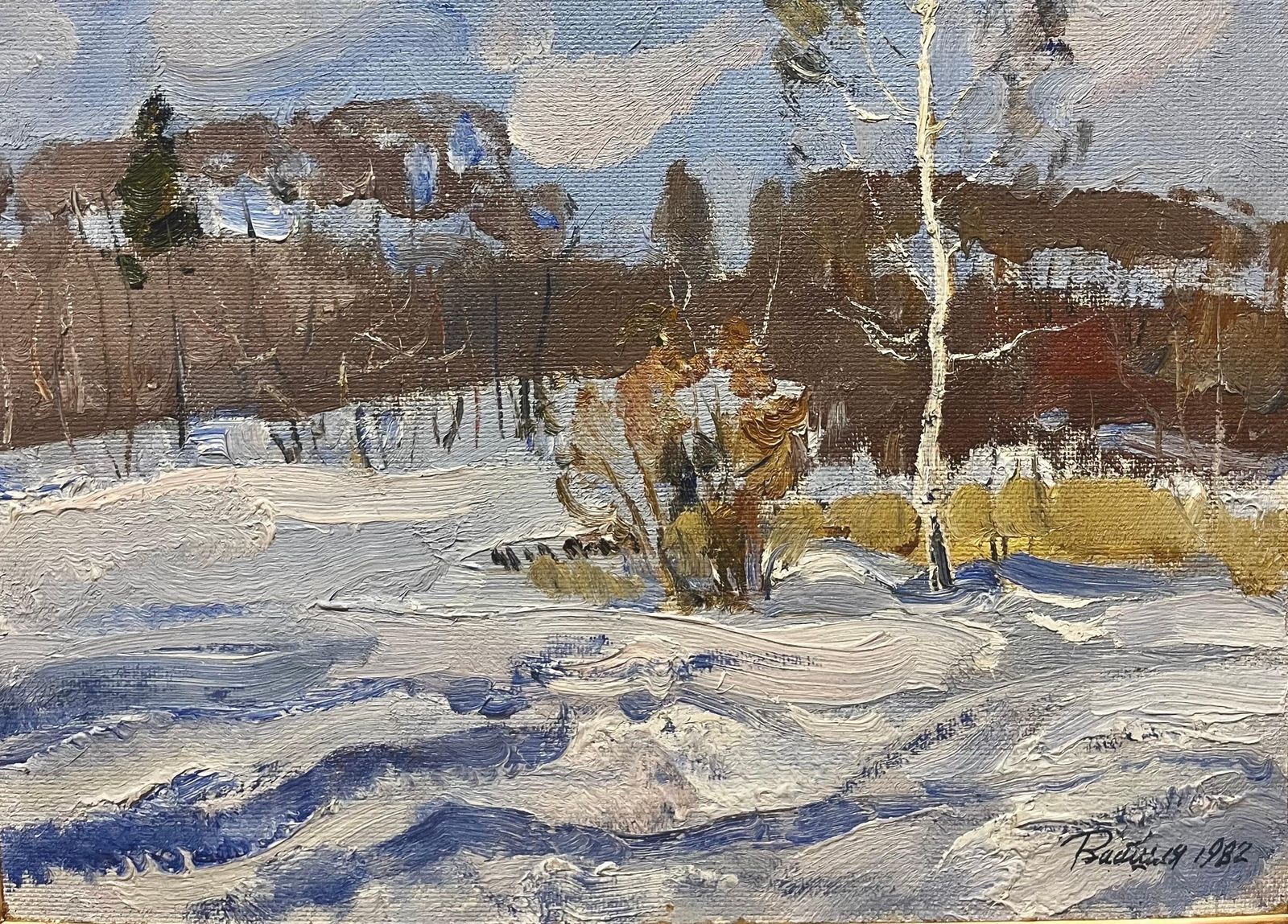 Leonid Vaichiliacold Morning   Oil  Cm. 43 X 31 Cm, 19821982 photo for sale