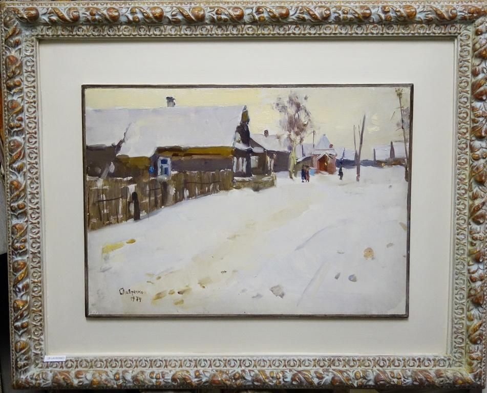Boris Lavrenko"Village In The Snow"   Snow, White, Landscape, Christmas  Cm. 33 X 46  19741974