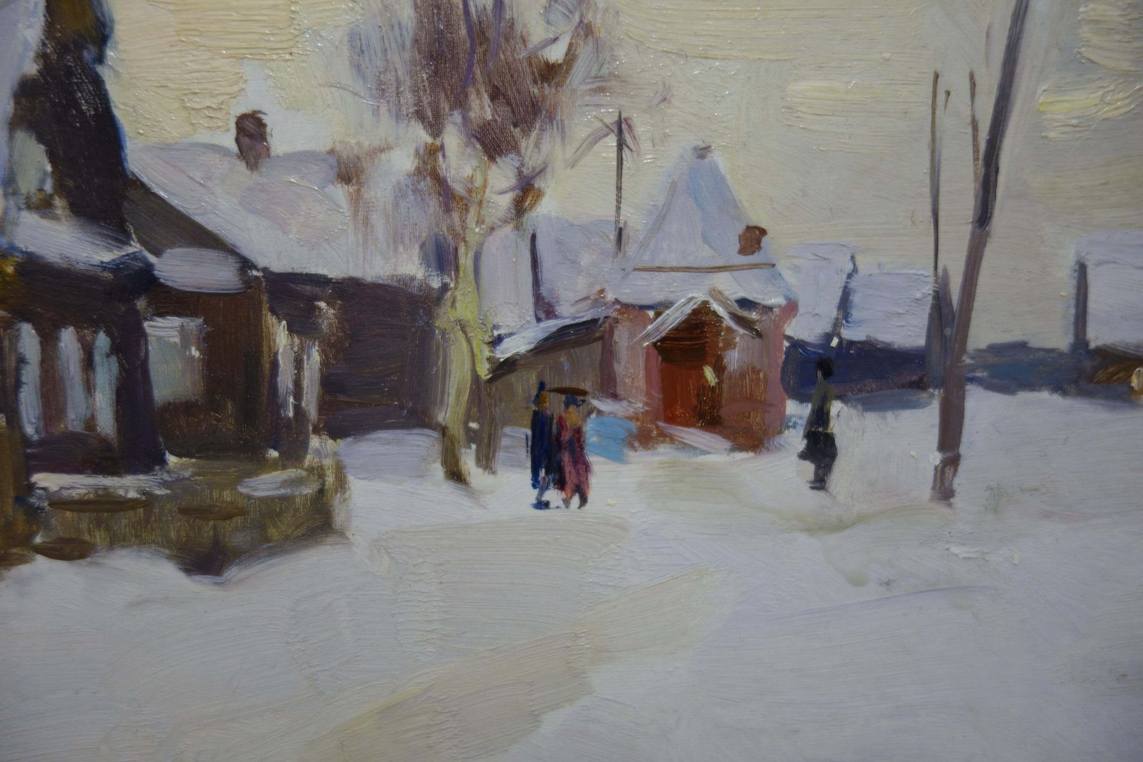 Boris Lavrenko"Village In The Snow"   Snow, White, Landscape, Christmas  Cm. 33 X 46  19741974 photo for sale