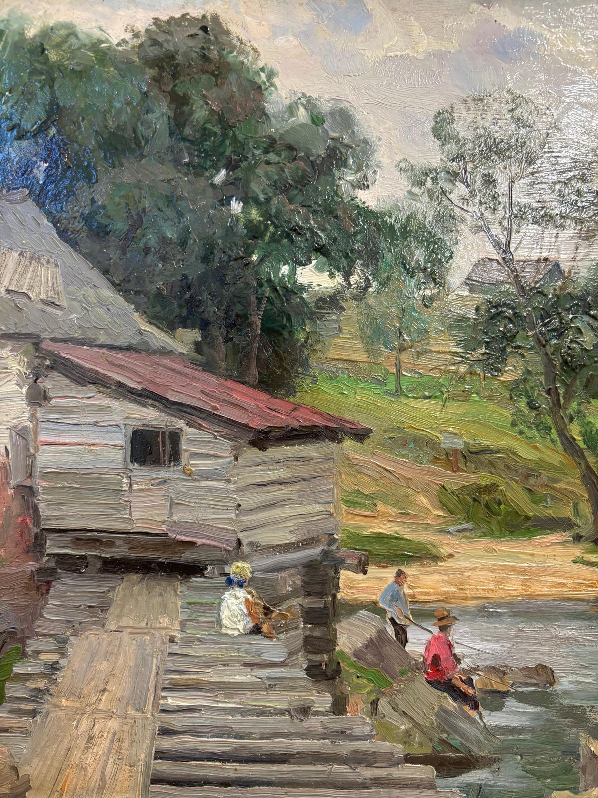 Andrey Ovcharov"Mulino Ad Acqua " Olio Su Cartone Cm. 70 X 40 19551955 photo for sale