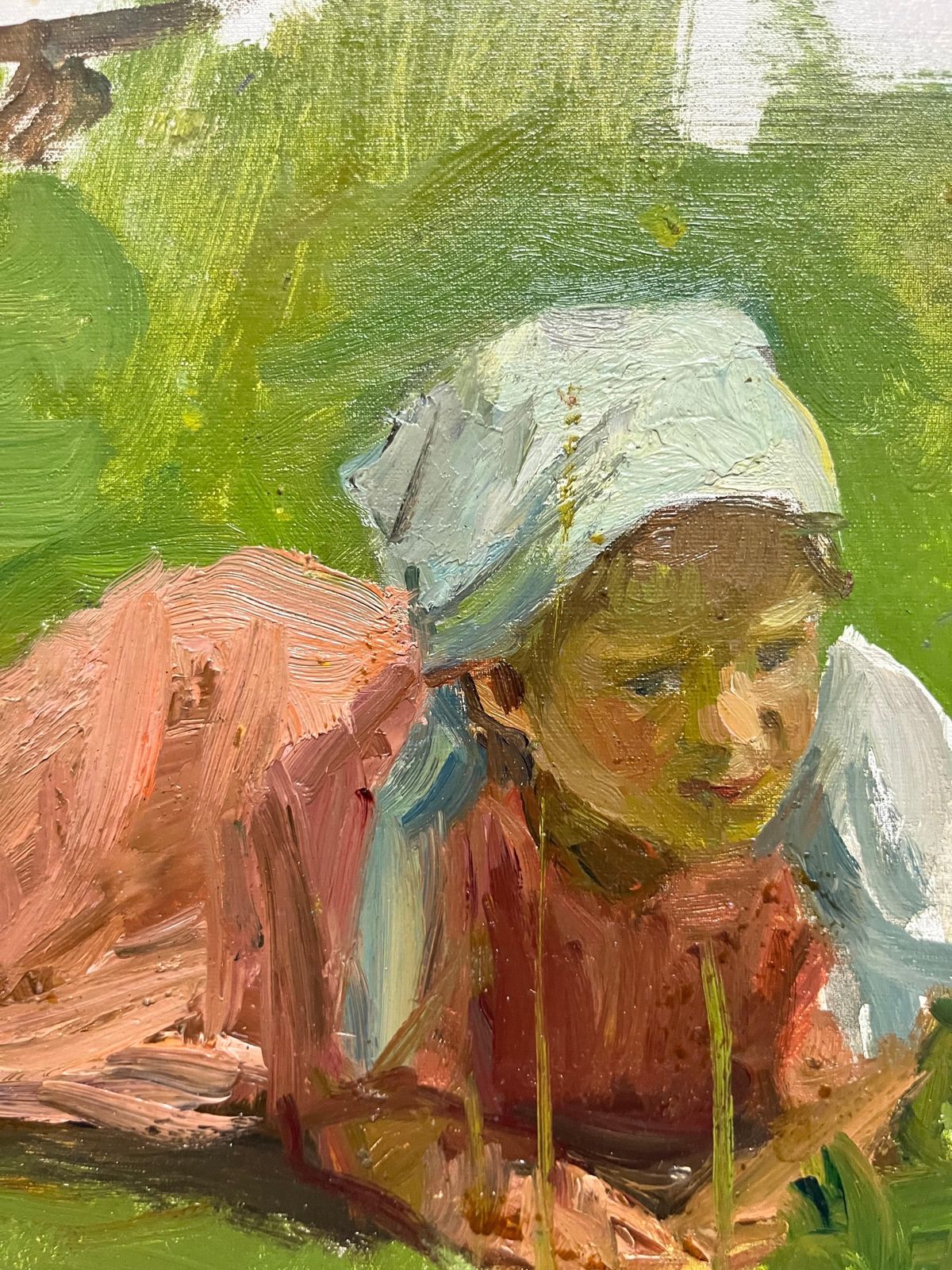 Klara Vlassova"Little Girl With Dog " Oil Cm.35 X 25  19501950 photo 2976.0