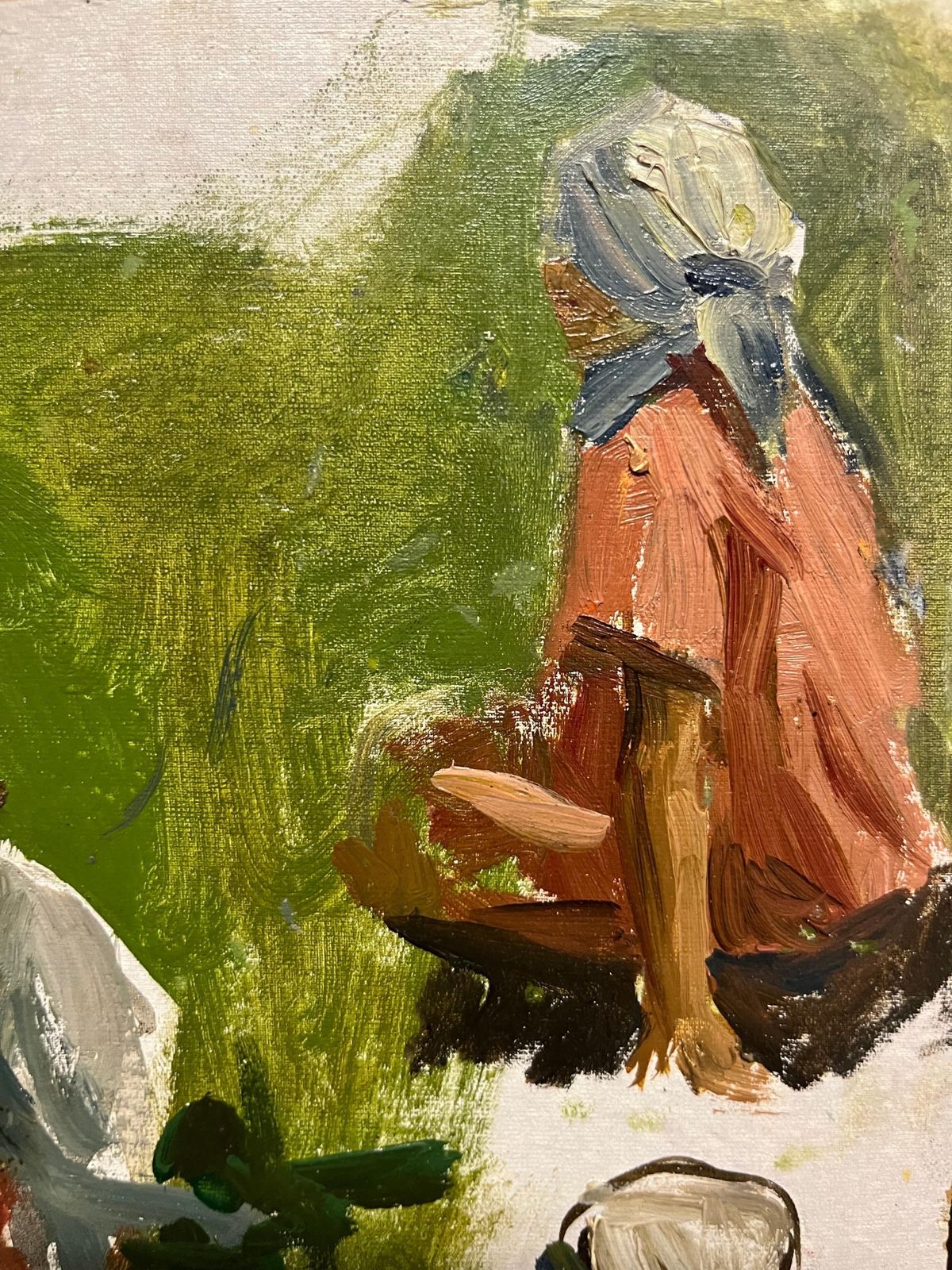 Klara Vlassova"Little Girl With Dog " Oil Cm.35 X 25  19501950 photo vinterior