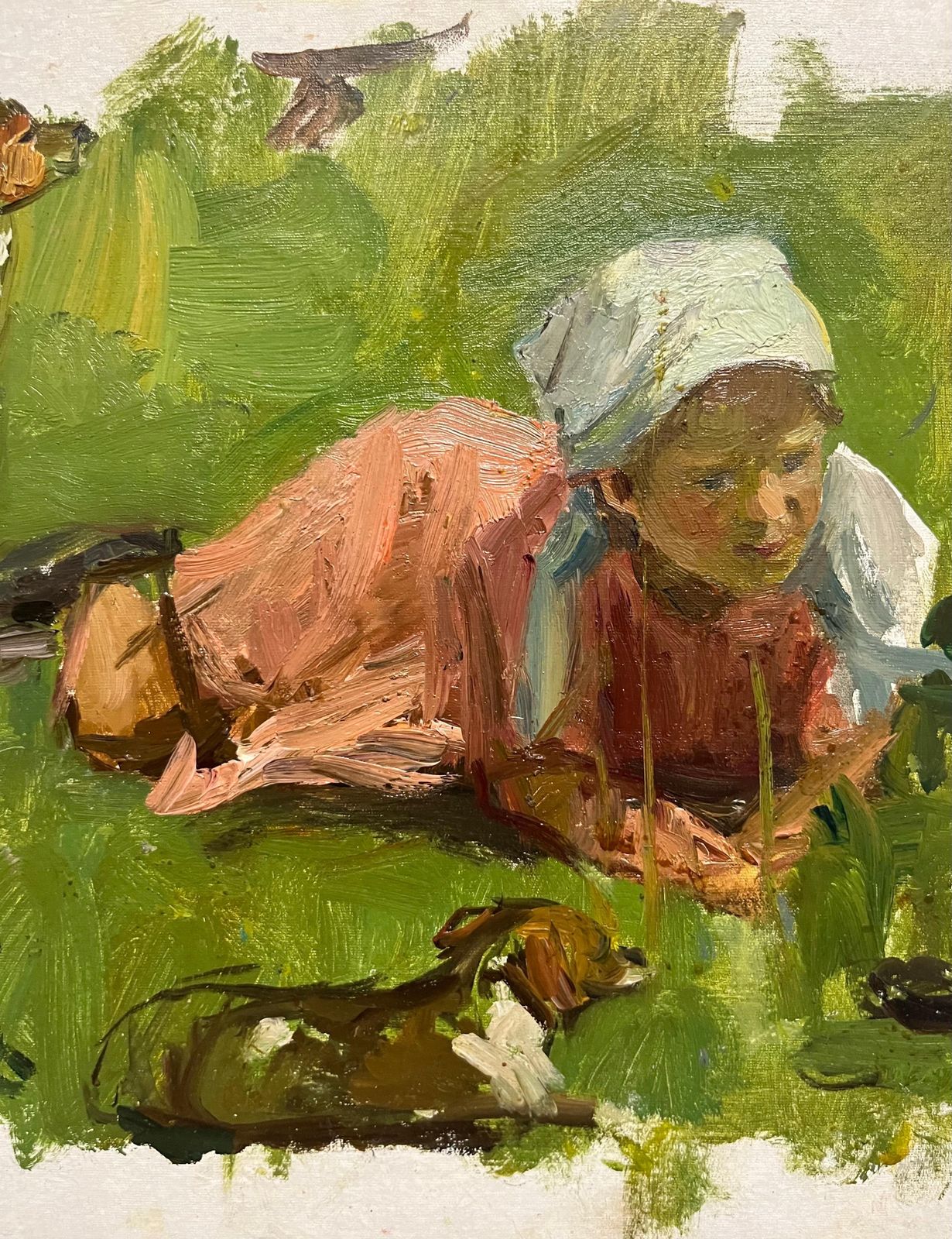 Klara Vlassova"Little Girl With Dog " Oil Cm.35 X 25  19501950 photo buy