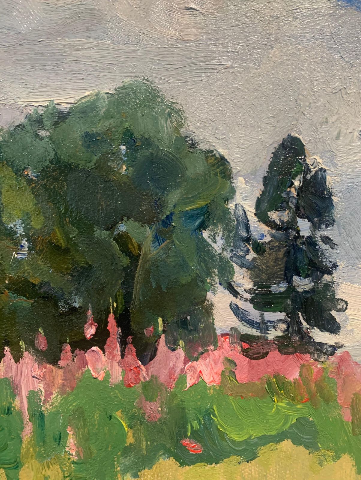 Leonid Vaichilia"Ivan Chai"  Oil Cm. 37 X 45 1981 Green, Pink1981 photo Art
