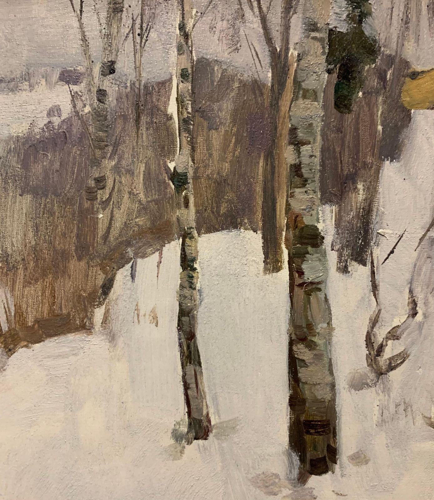 Boris Lavrenko"Birch"  Oil Cm. 35 X 48 1984  Snow, Forest, White1984 photo for sale