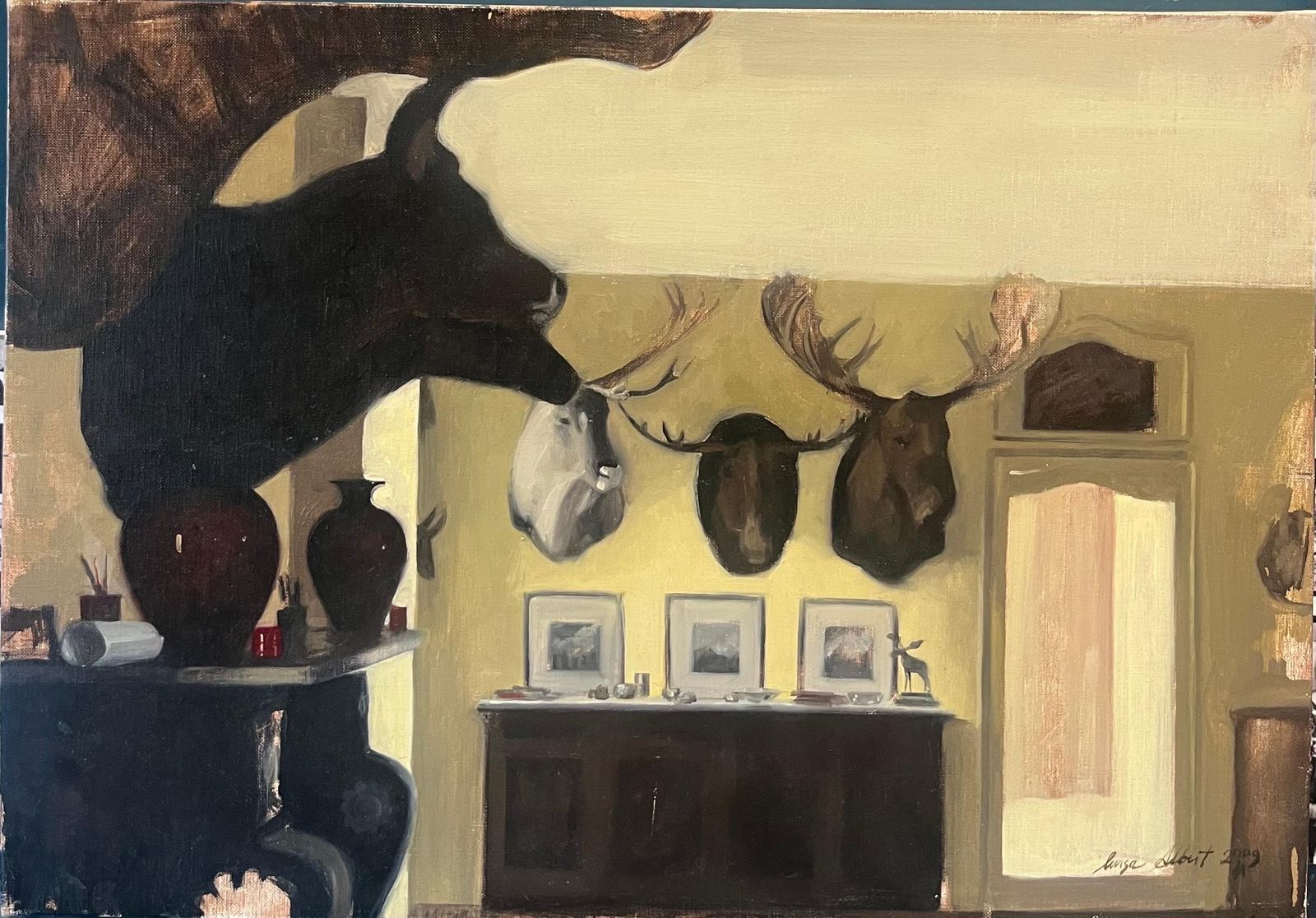 Luisa Albert"Hunter House" Oil Cm.50 X 35 2009 , Shipping Included2009
