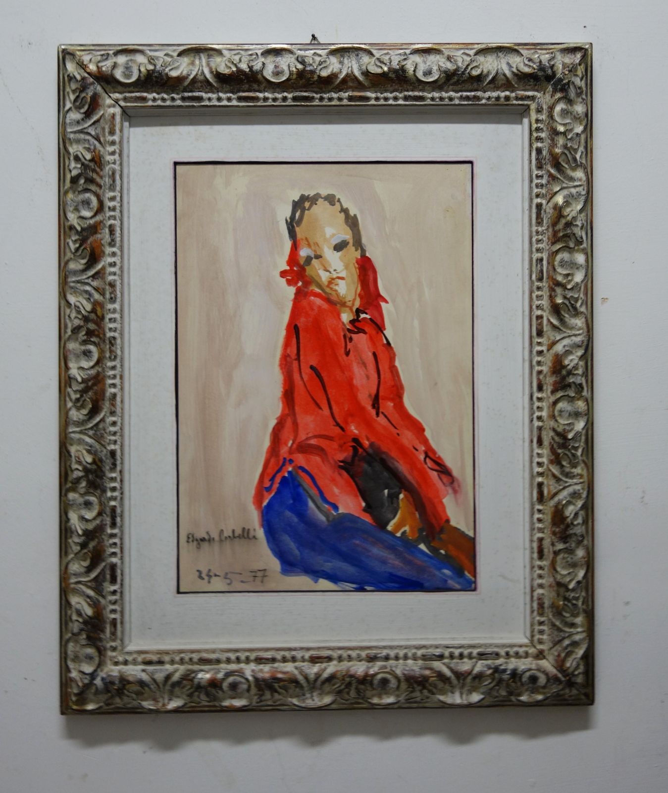 Edgardo Corbelli"Women In Red " Cm. 35 X 52  Oil  19771977 photo for sale