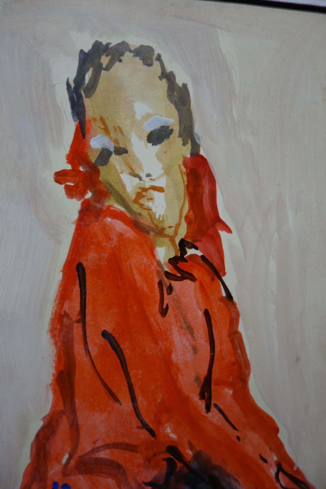 Edgardo Corbelli"Women In Red " Cm. 35 X 52  Oil  19771977 photo Art