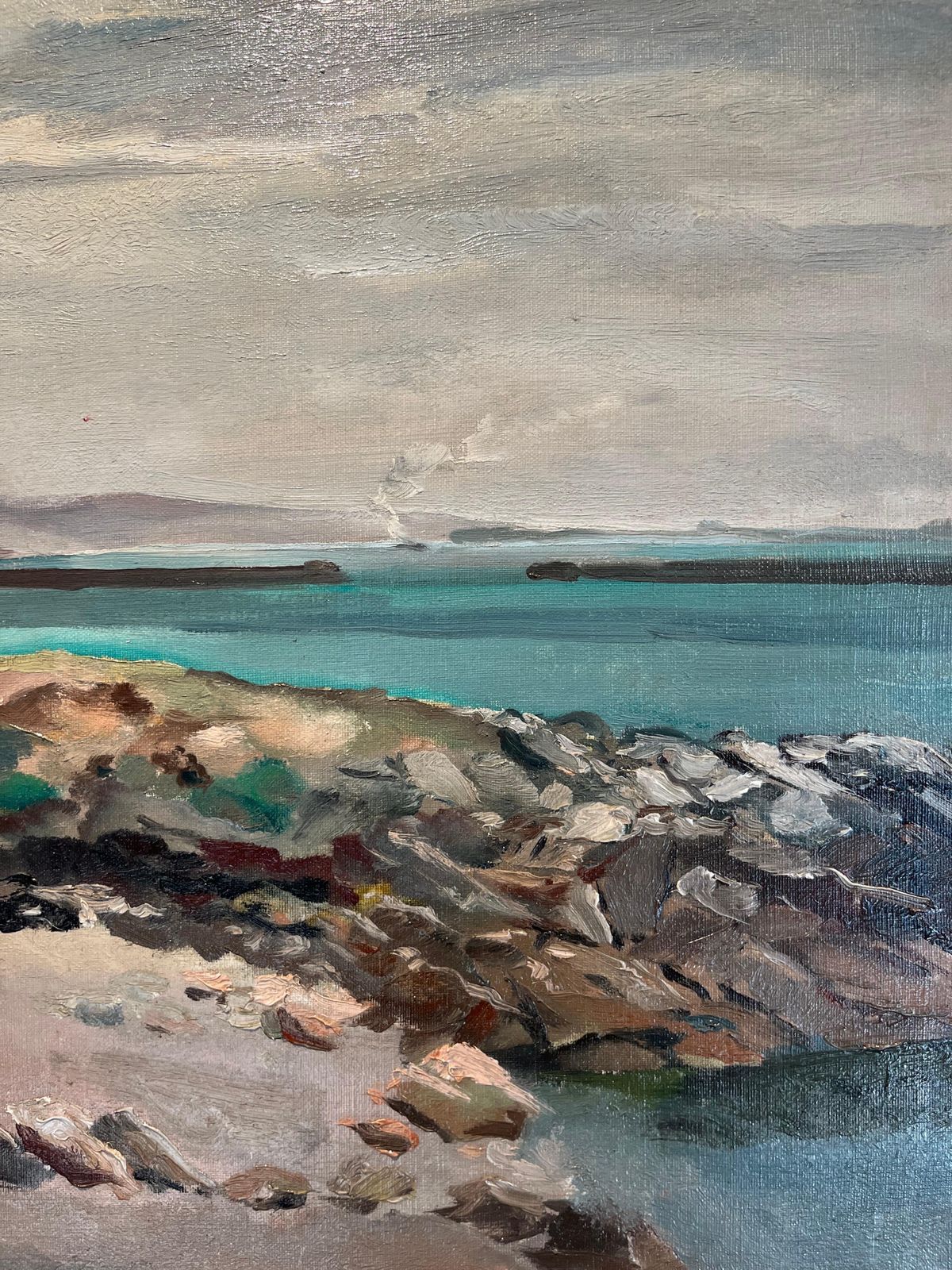 Philippe Hauchecorne"La Diga Di Chebourg" Olio Cm. 73 X 54   19381938 photo Art