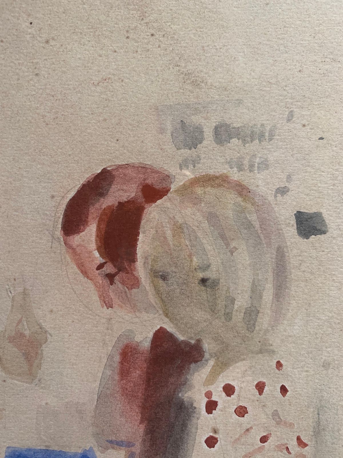 Olga Bogaevskaja"Children" Little Girl, Child, Red, Blue, Reading Cm. 31 X 24 1980 1980 photo Art