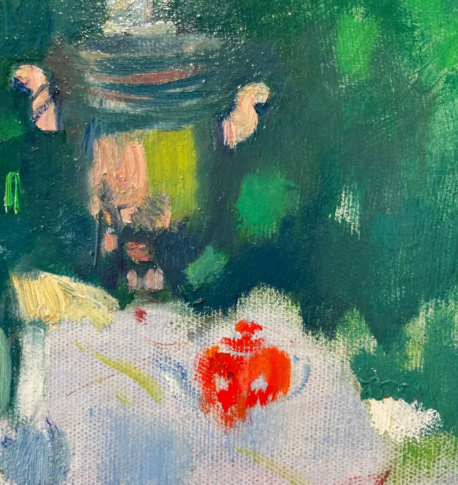 Olga Bogaevskaja"Samovar ", Breakfast On The Lawn, Green, Oil, Cm. 43 X 48  19891989 photo 3828.0
