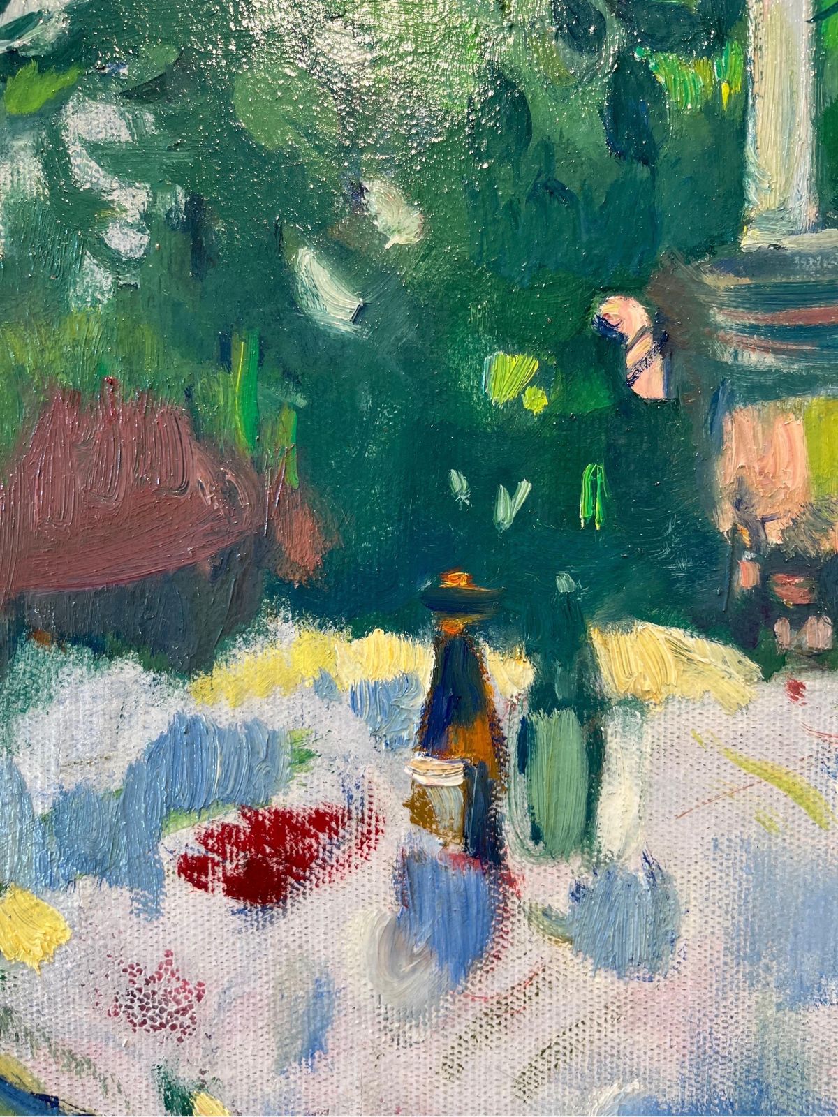 Olga Bogaevskaja"Samovar ", Breakfast On The Lawn, Green, Oil, Cm. 43 X 48  19891989 photo vinterior
