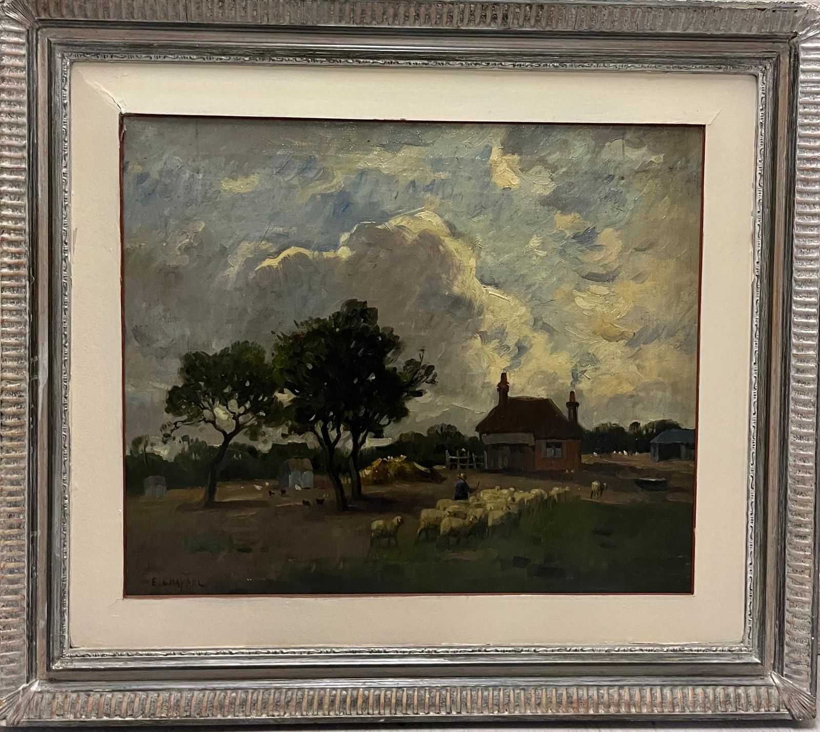 Edouard Chappel"Vers La Bergerie" Oil Cm. 61 X 50  1890  France1890