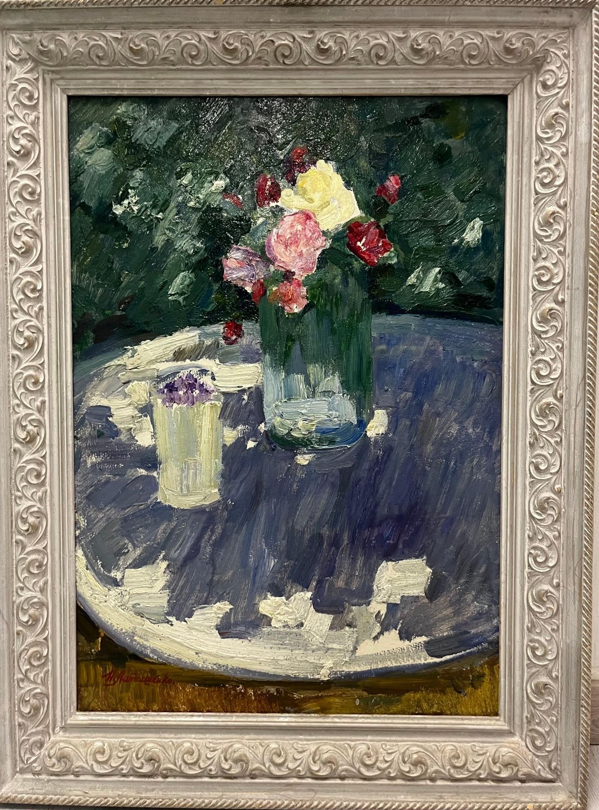 Nikolai Latyshenko"Rose Sotto Il Sole" Olio Su Cartone Cm. 50 X 70 19821982
