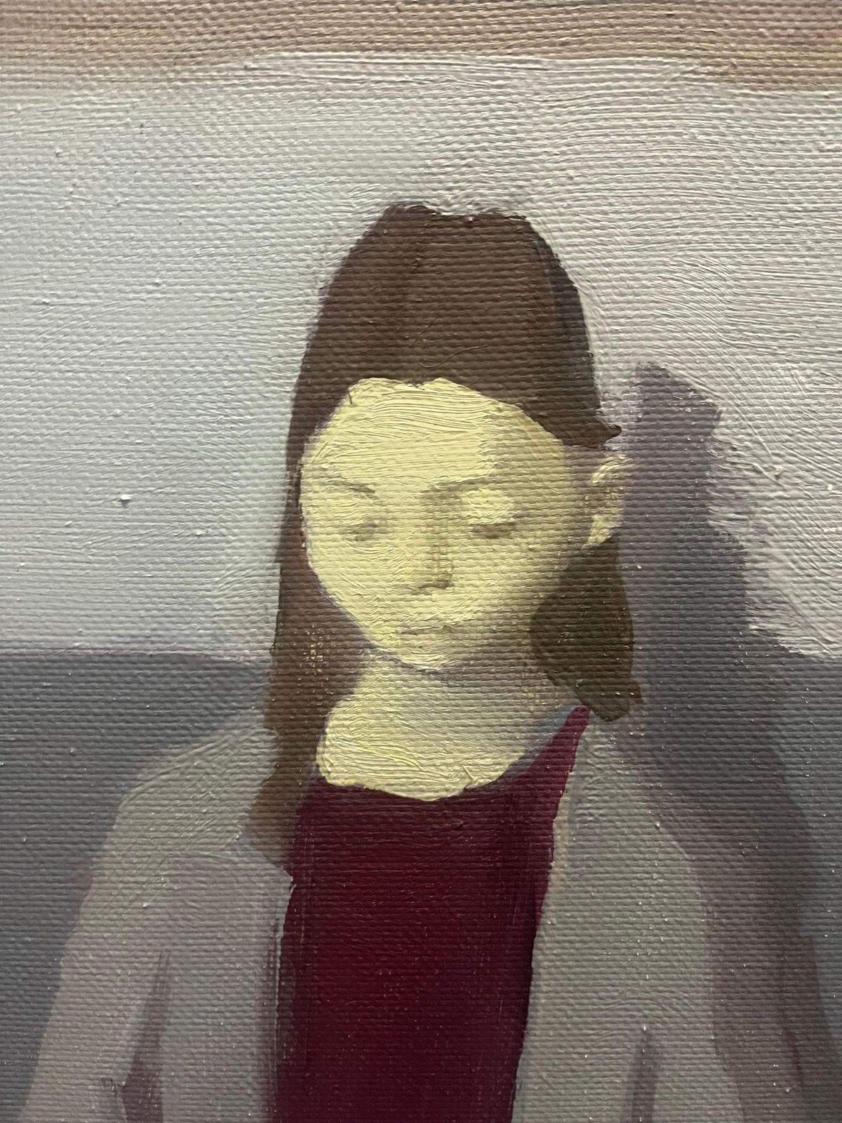 Igor Smekalov"Interior With Girl And Still Life" Grey, Blue Oil Cm. 90 X 90 20192009 photo vintage