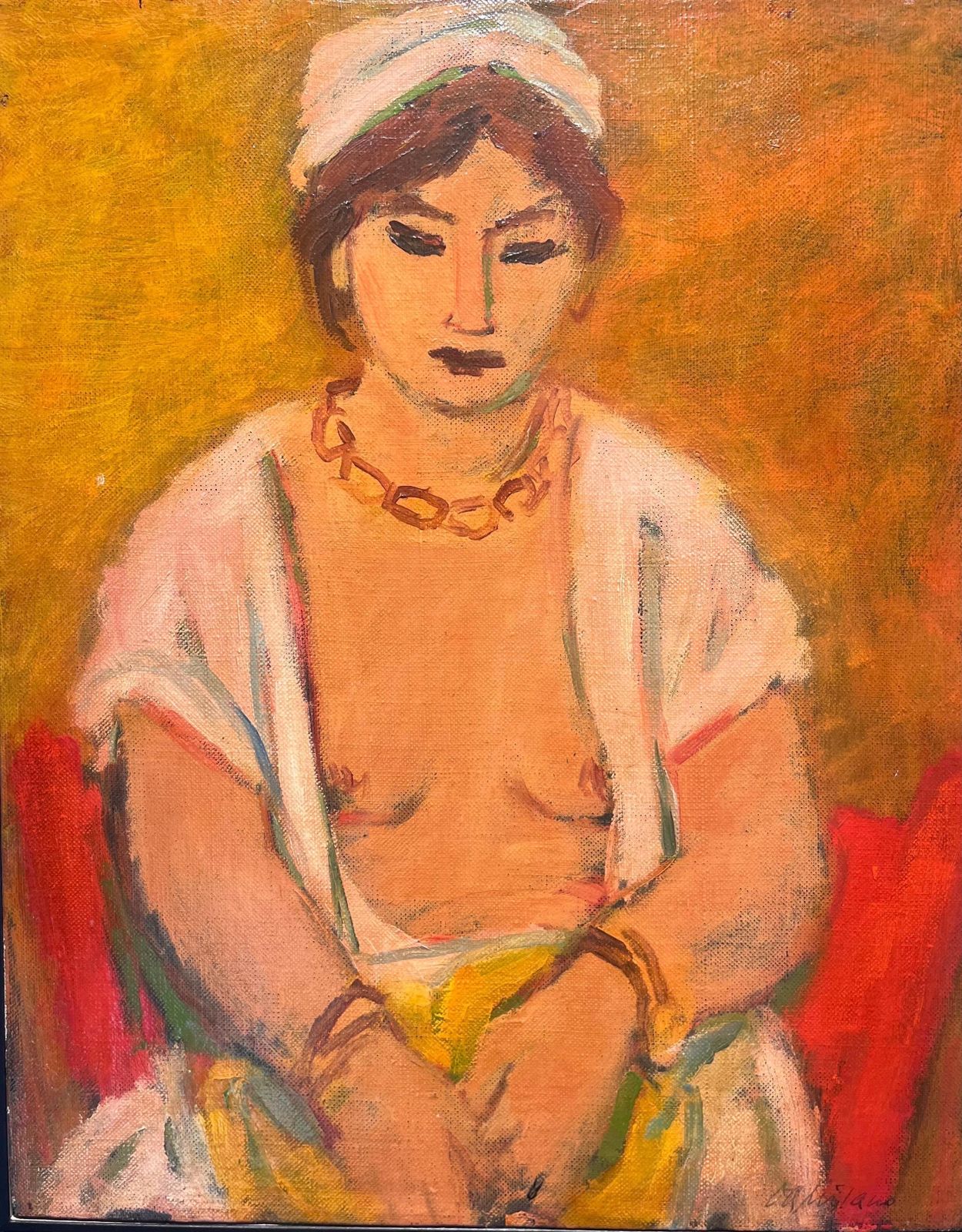 Giulio Da Milano"Odalisque Yellow" Oil , Cm. 40 X 50 1937  Free Shipping1937 photo furniture