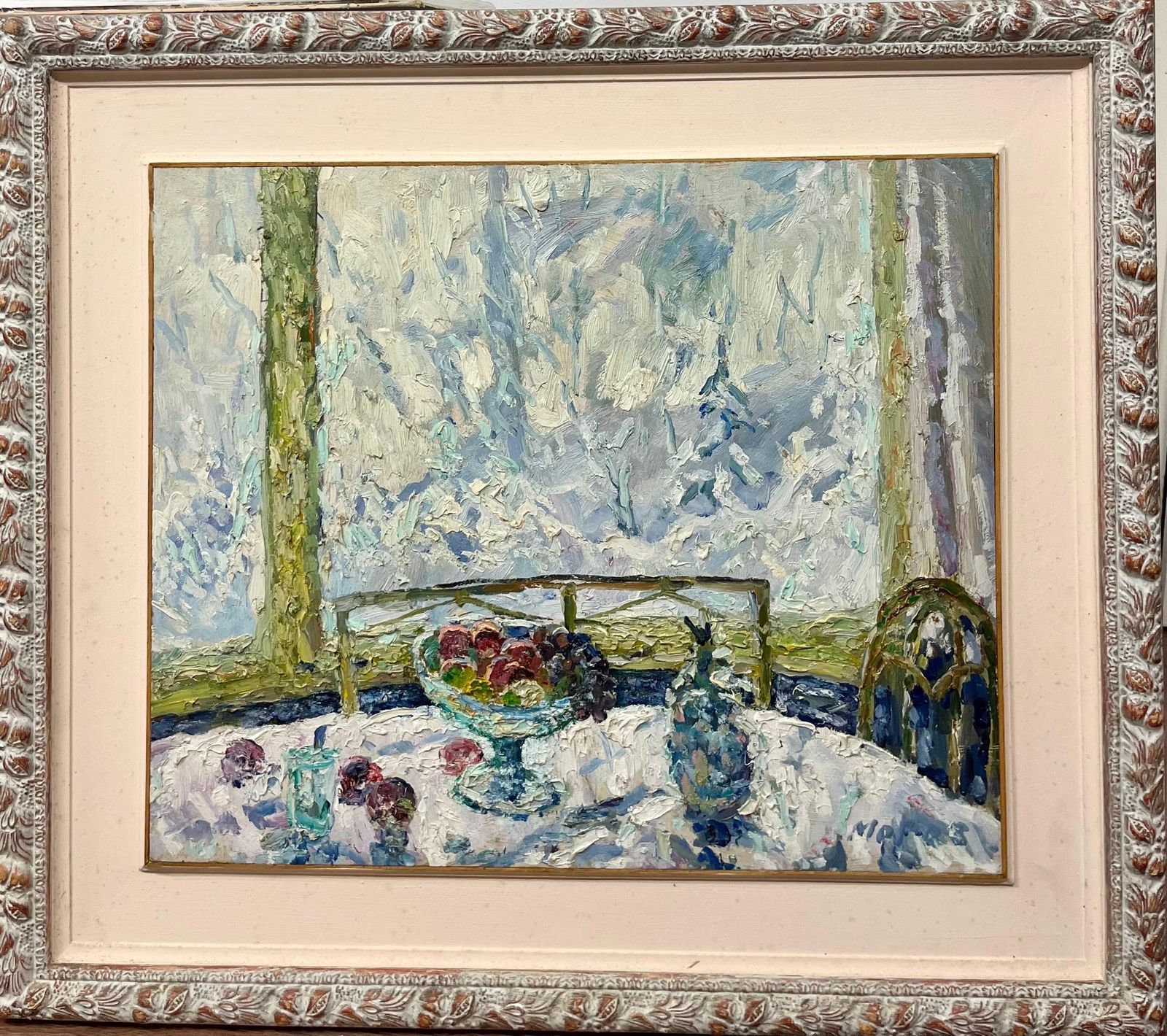 Georgij Moroz" Natura Morta Sul Tavolo "  Olio Su Tela Cm. 71 X 59 19981998