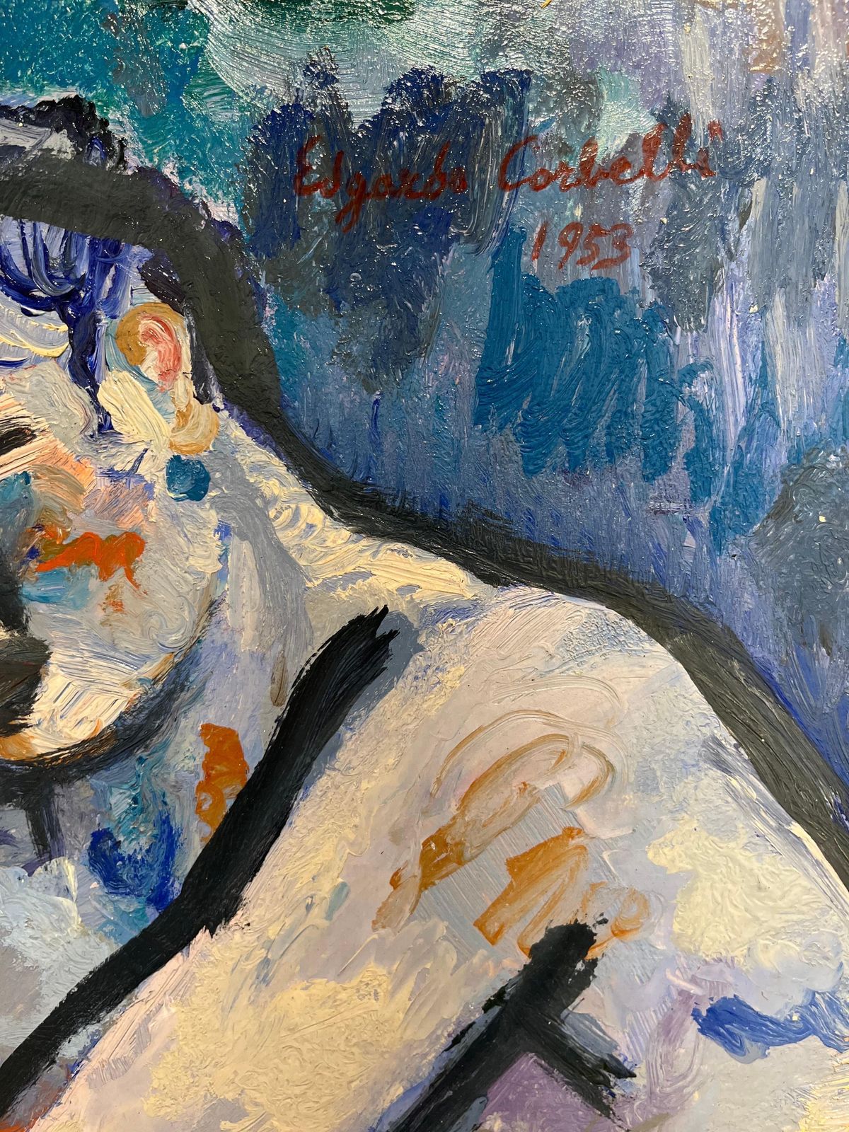 Edgardo Corbelli"Blue Nude" 1953 Oil Cm. 50 X 601953 photo Art