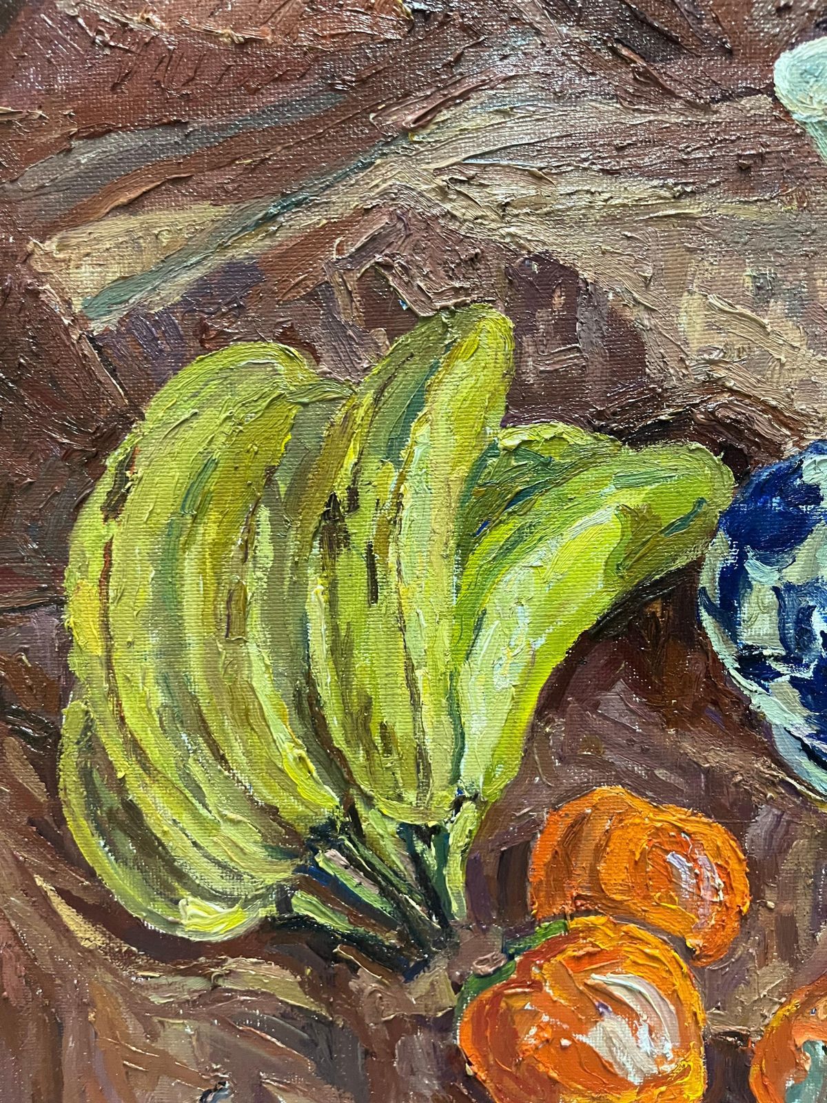 Maya Kopitzeva" Natura Morta Con Vaso Blu E Cachi Arancioni " Olio , Cm 69 X 59  19871987 photo vinterior