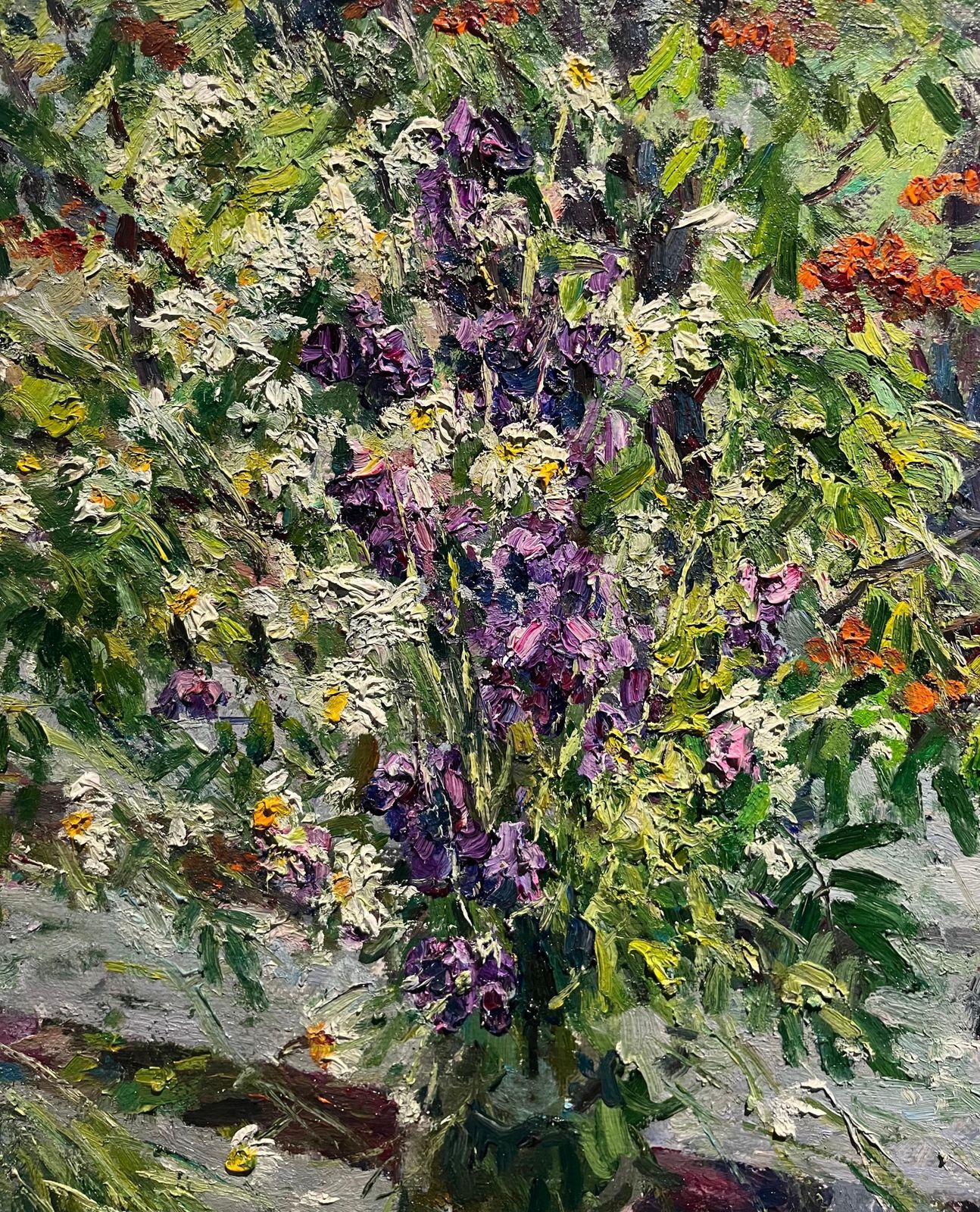 Georgij Moroz"Bouquet D'autunno" Olio Su Tela Cm. 55 X 62  Fiori2002 photo furniture