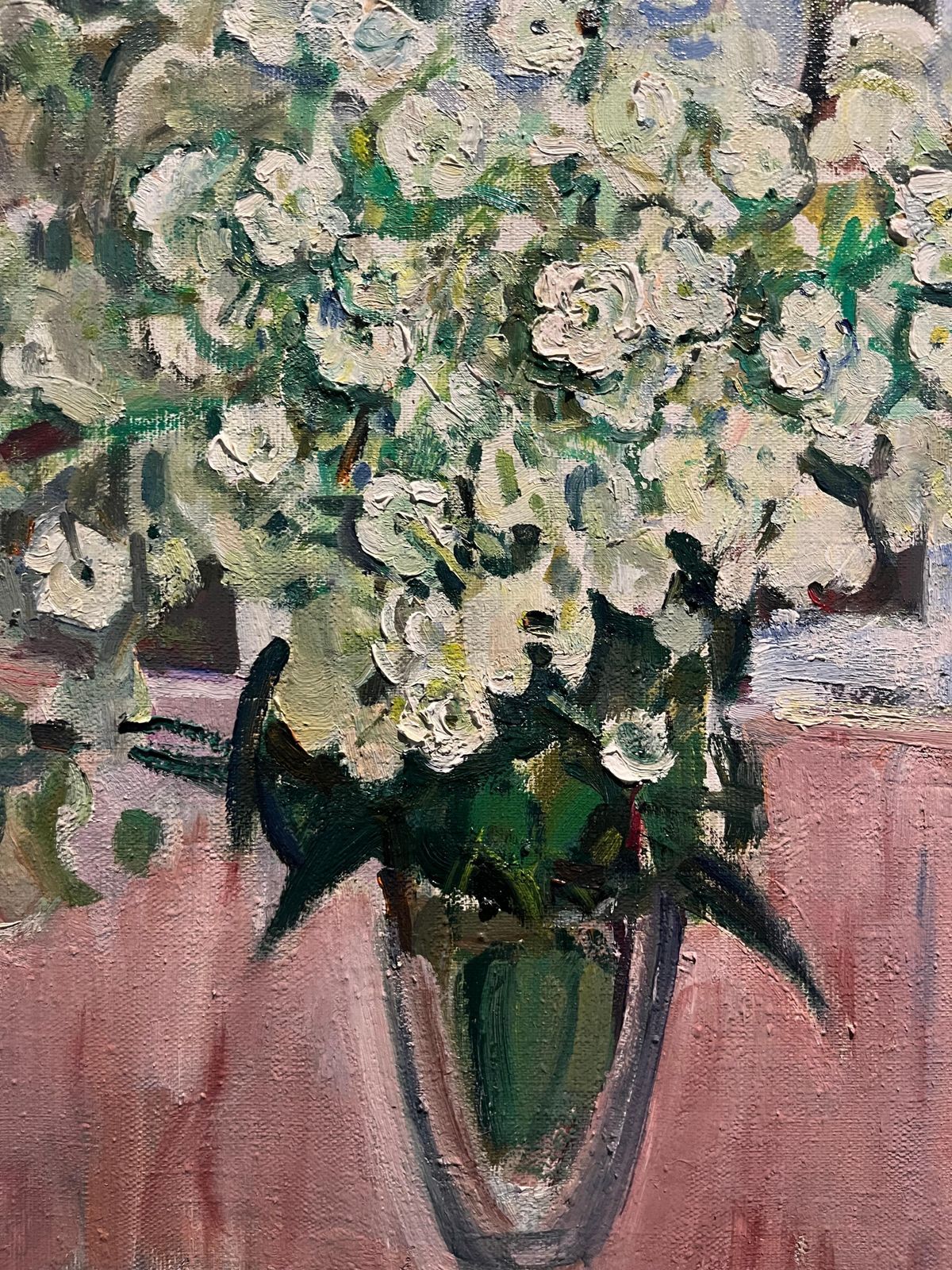 Gleb Savinov" White Flowers " Oil On Canvas  Cm. 54 X 49 1990  White, Pink , Green 1990 photo 5528.0