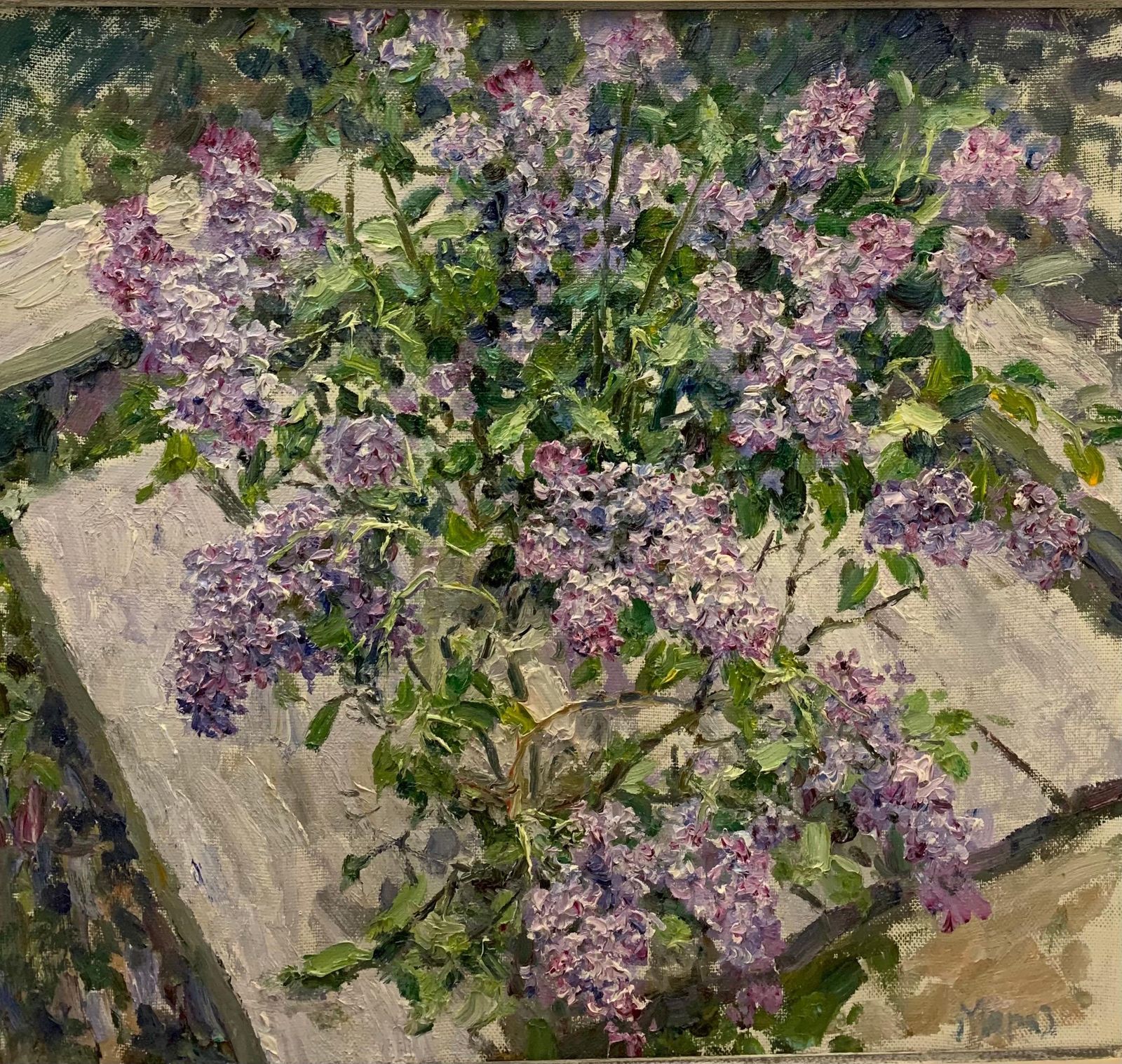Georgij Moroz"Lilac In The Light" Flowers, Lilac Cm. 71 X 65 Oil1998