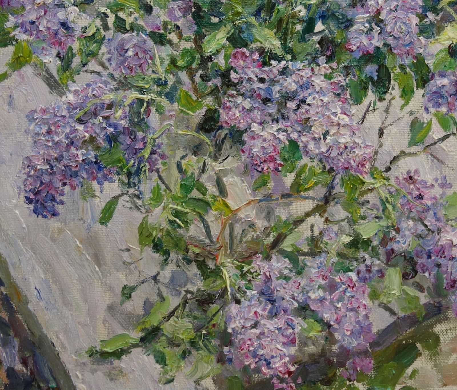 Georgij Moroz"Lilac In The Light" Flowers, Lilac Cm. 71 X 65 Oil1998 photo furniture