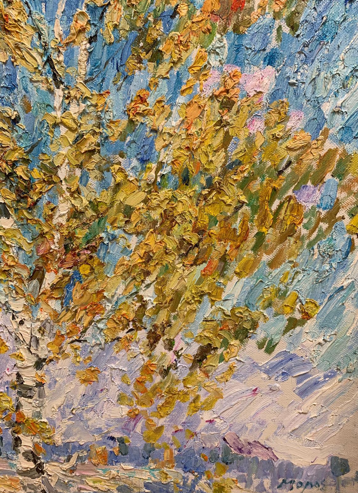 Georgij Moroz"Autumn Birches" Oil Cm. 99 X 87 Free Shipping2000 photo for sale